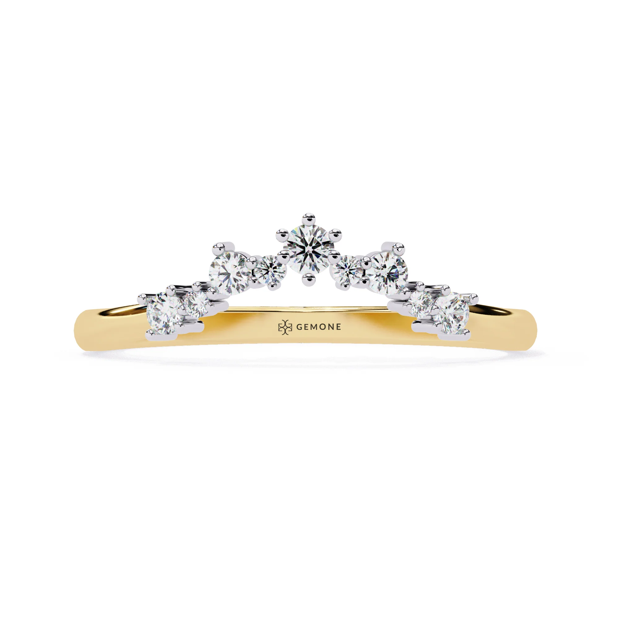 0.25 Carat Round Curved Diamond Wedding Band in Rose Gold