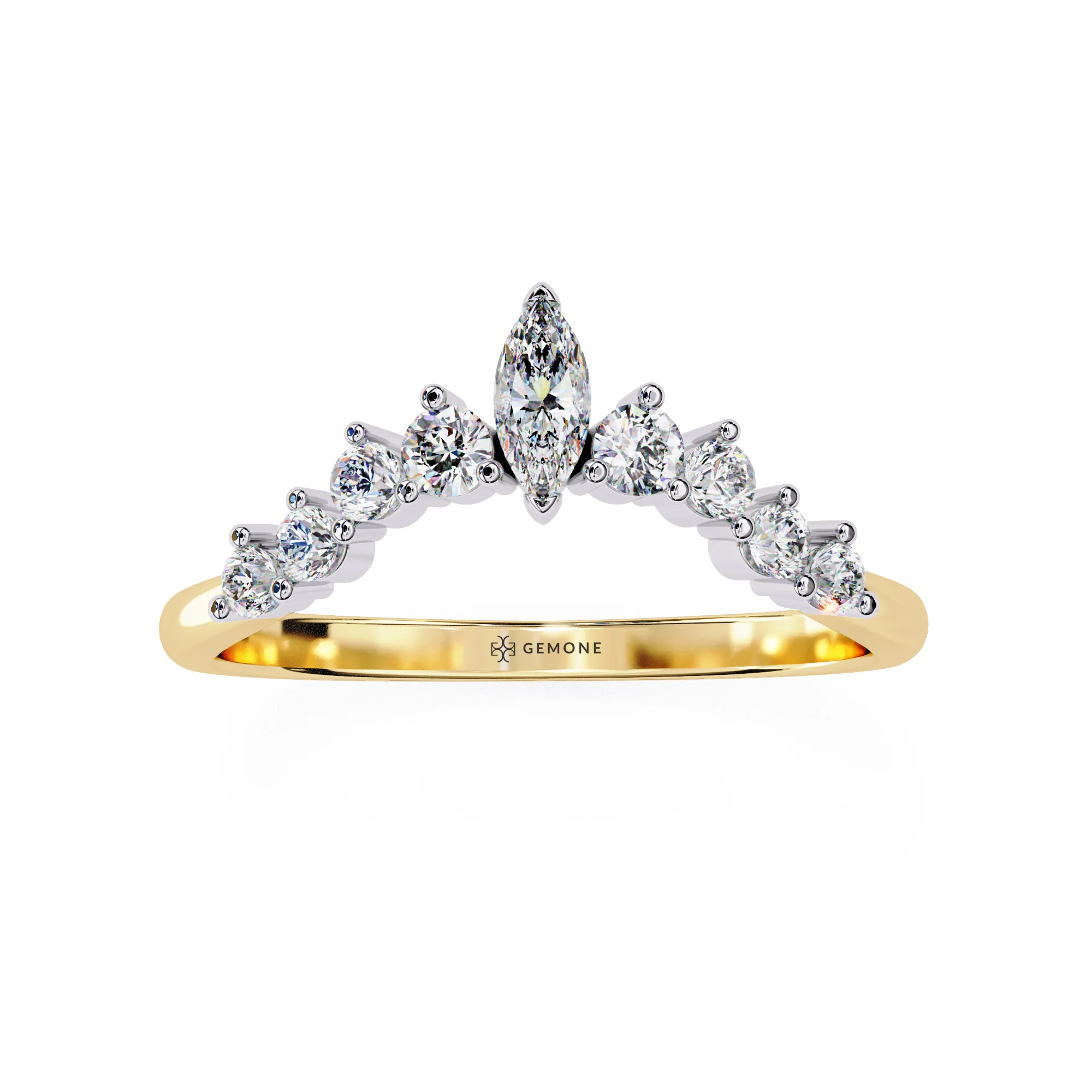 Bague de Mariage en Diamant de 0,40 Carat avec Taille Ronde et Marquise — Bijoux de mariage