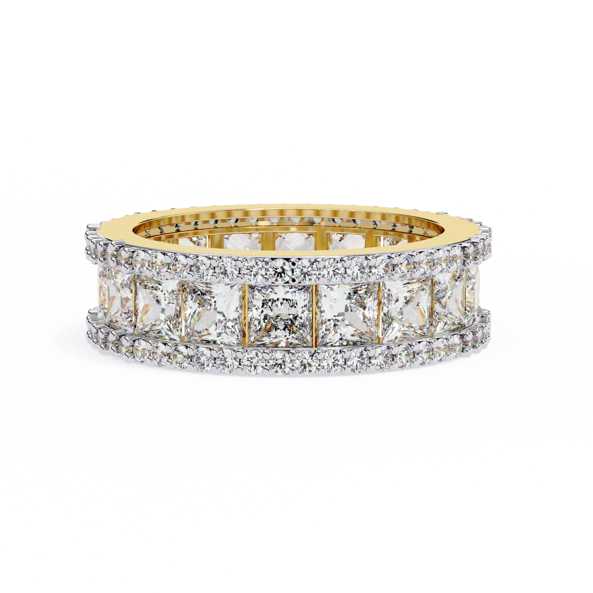 Bague de mariage en diamants de 3,50 carats en taille princesse et ronde — Bijoux de mariage