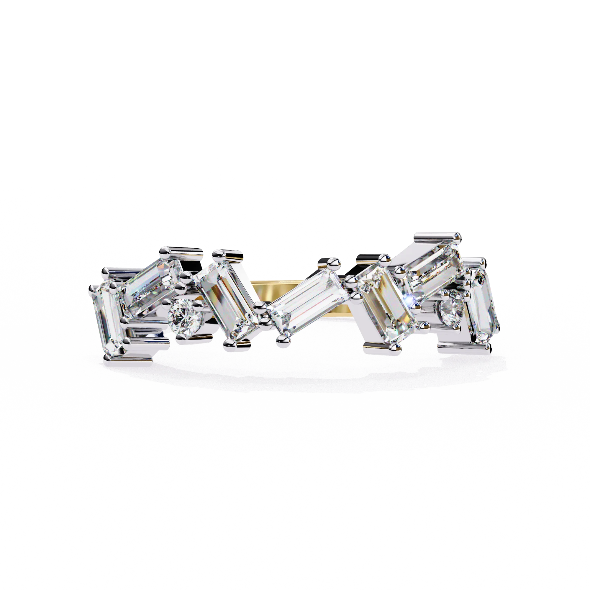 Bague de mariage en diamant baguette et rond de 0,70 carat en or blanc — Bijoux de mariage