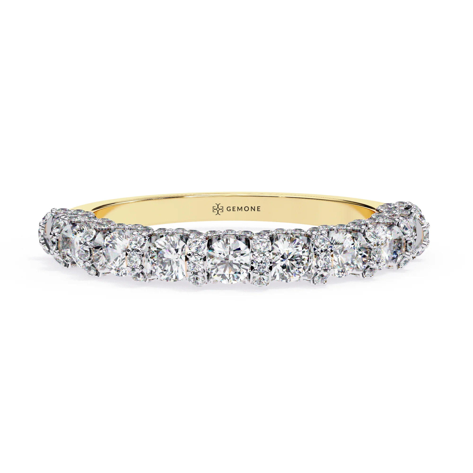 Bague de mariage en diamant demi-éternité ronde de 1 carat par Gemone Diamond — Bijoux de mariage