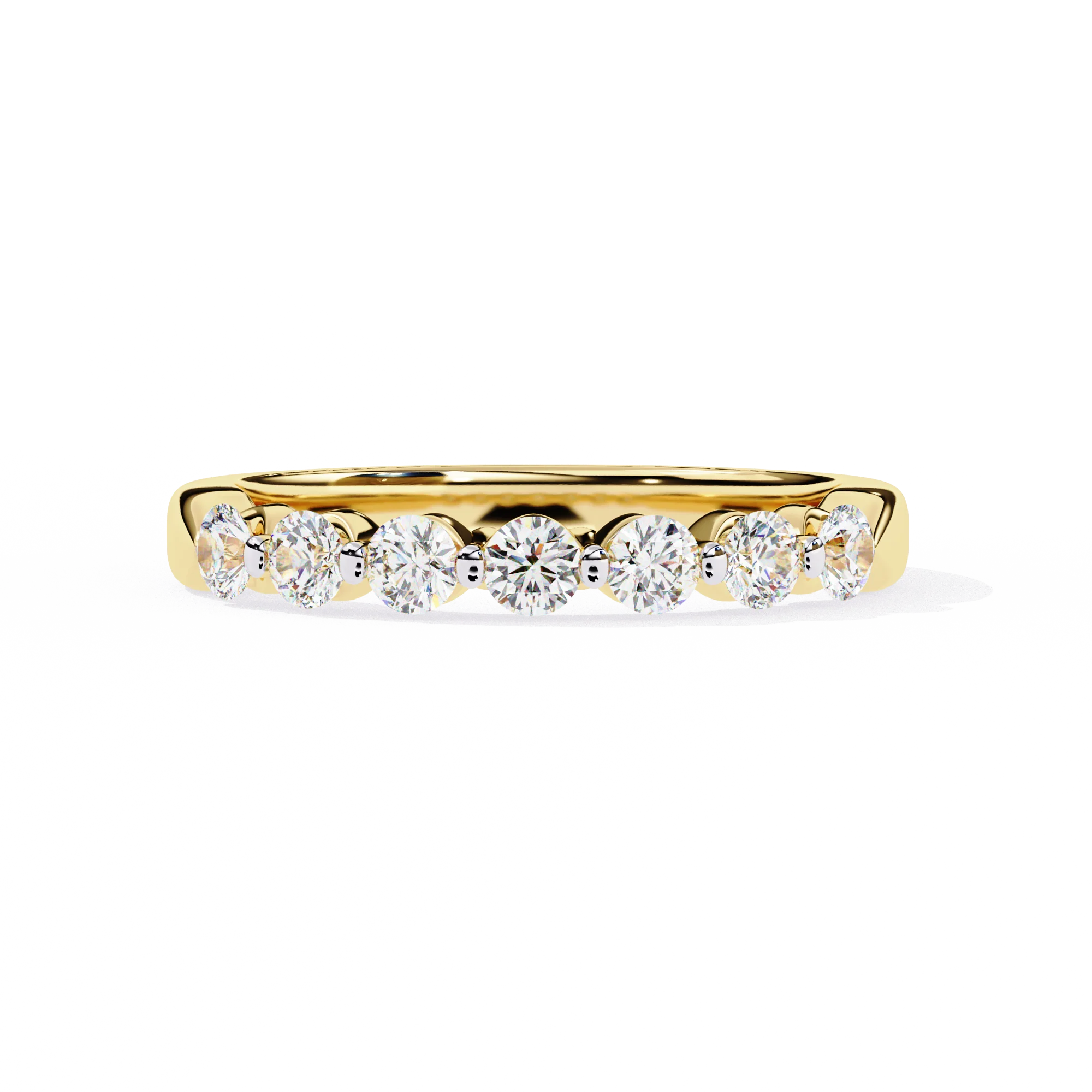 Bague de mariage en or jaune avec 7 diamants ronds de 0,50 carat — Bijoux de mariage