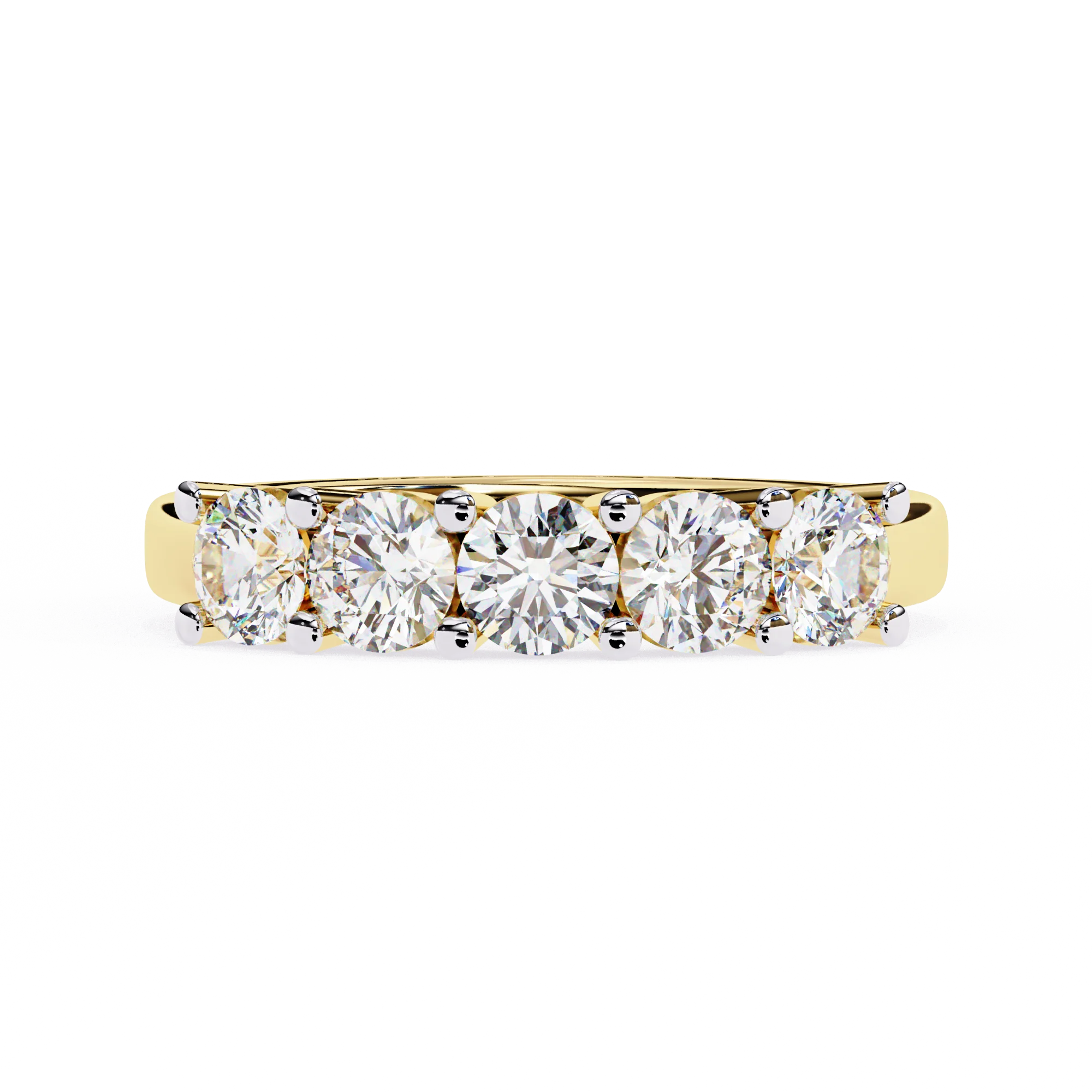 1 Carat Round Cut 5 Stone Diamond Wedding Band by Gemone Diamond — Wedding Jewelry