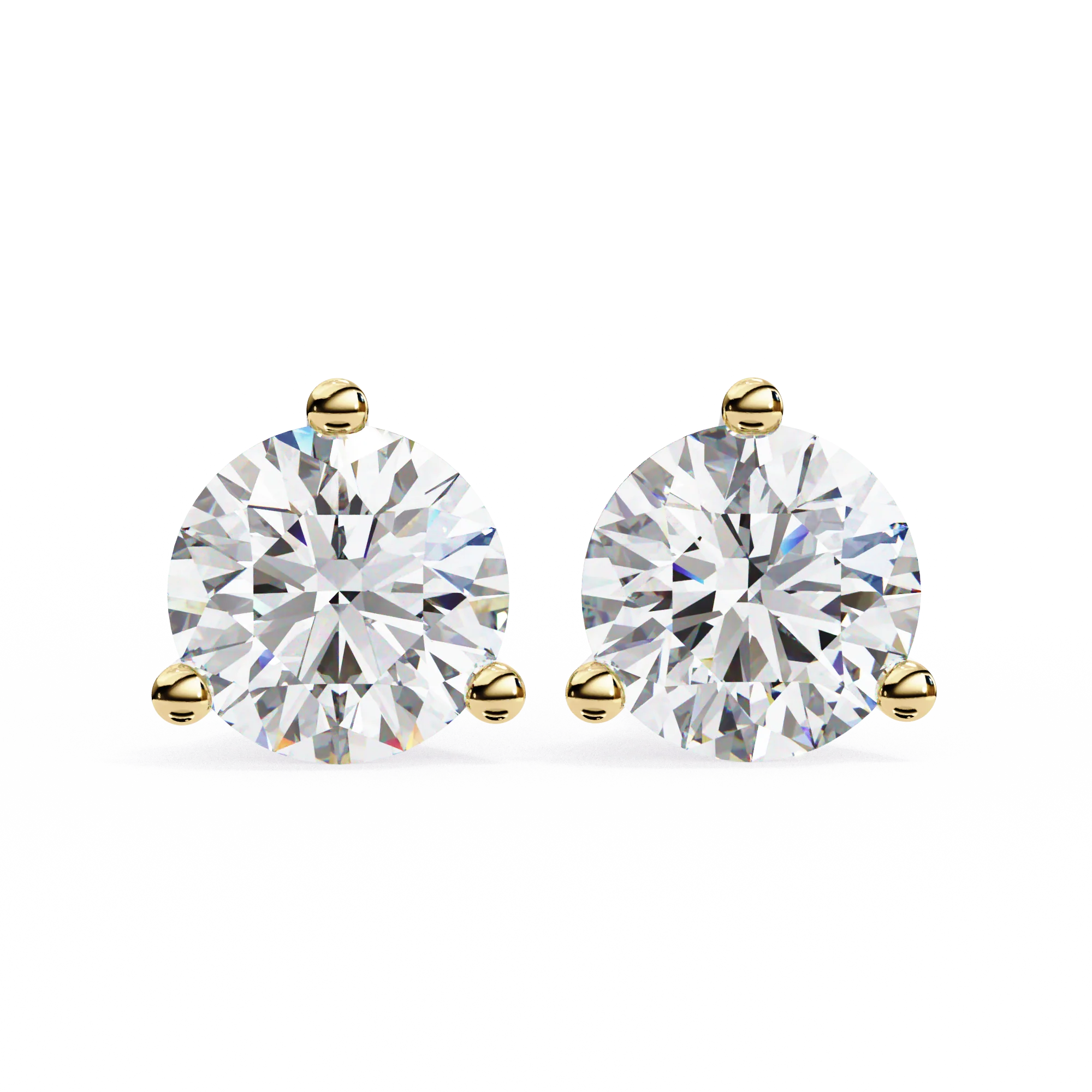 Boucles d'oreilles à tige en diamant rond brillant Lab - Or jaune 10 carats — Boucles D'oreilles