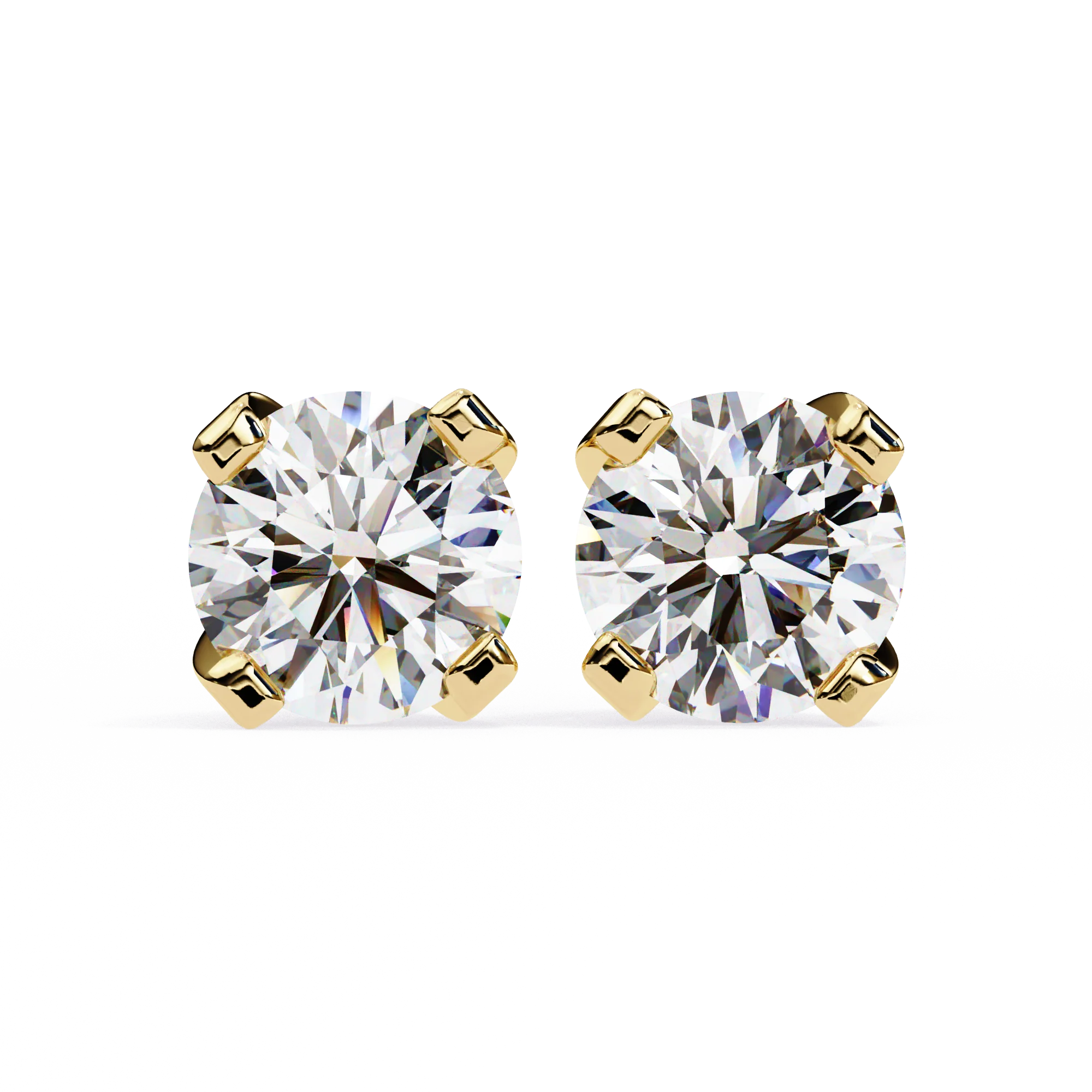 Boucles d'oreilles à tige en diamant rond créé en laboratoire de 2,60 ct - Or jaune 10 carats — Boucles D'oreilles
