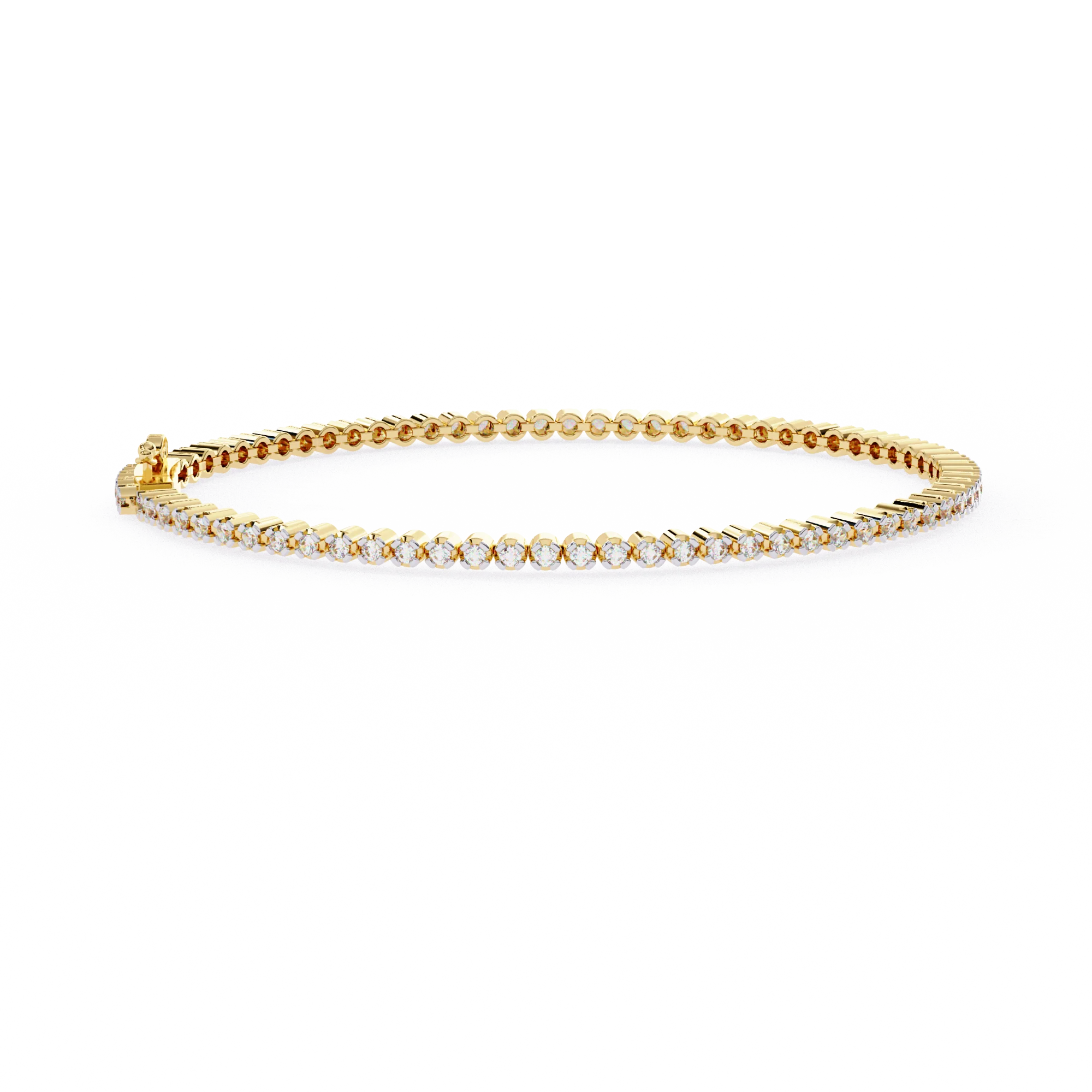 Bracelet tennis diamant de forme ronde 1,30 carat en or rose - Or jaune 10 carats / Diamant de laboratoire — Bracelet Femme