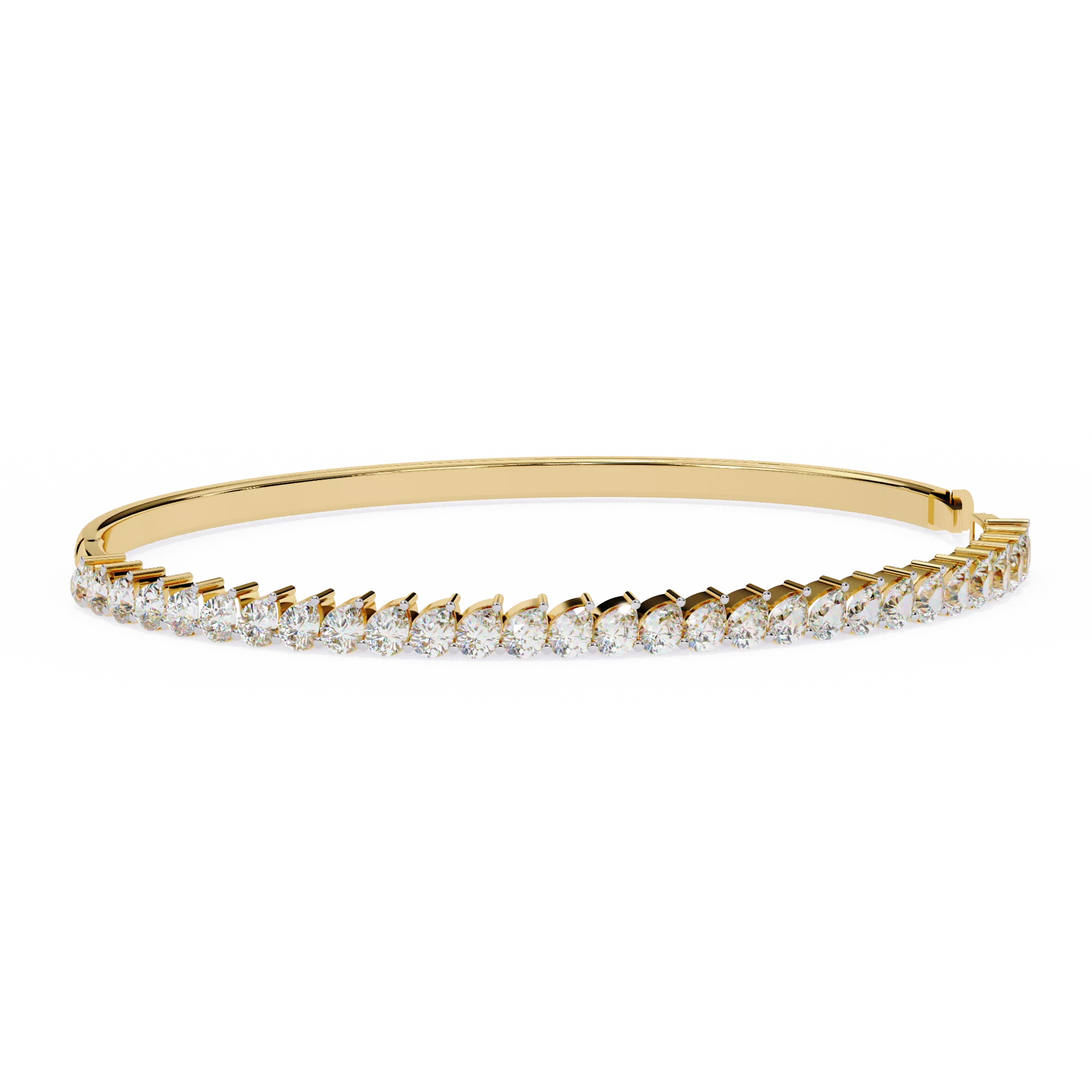 Bracelet jonc diamant en forme de poire de 6,09 carats en or rose - Or jaune 10 carats / Diamant de laboratoire — Bracelet Femme