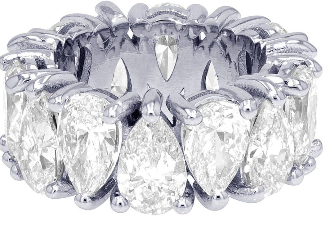 Bague Éternité en Diamant Lab Grown en Forme de Poire - Or Blanc 14k — Anneaux empilables