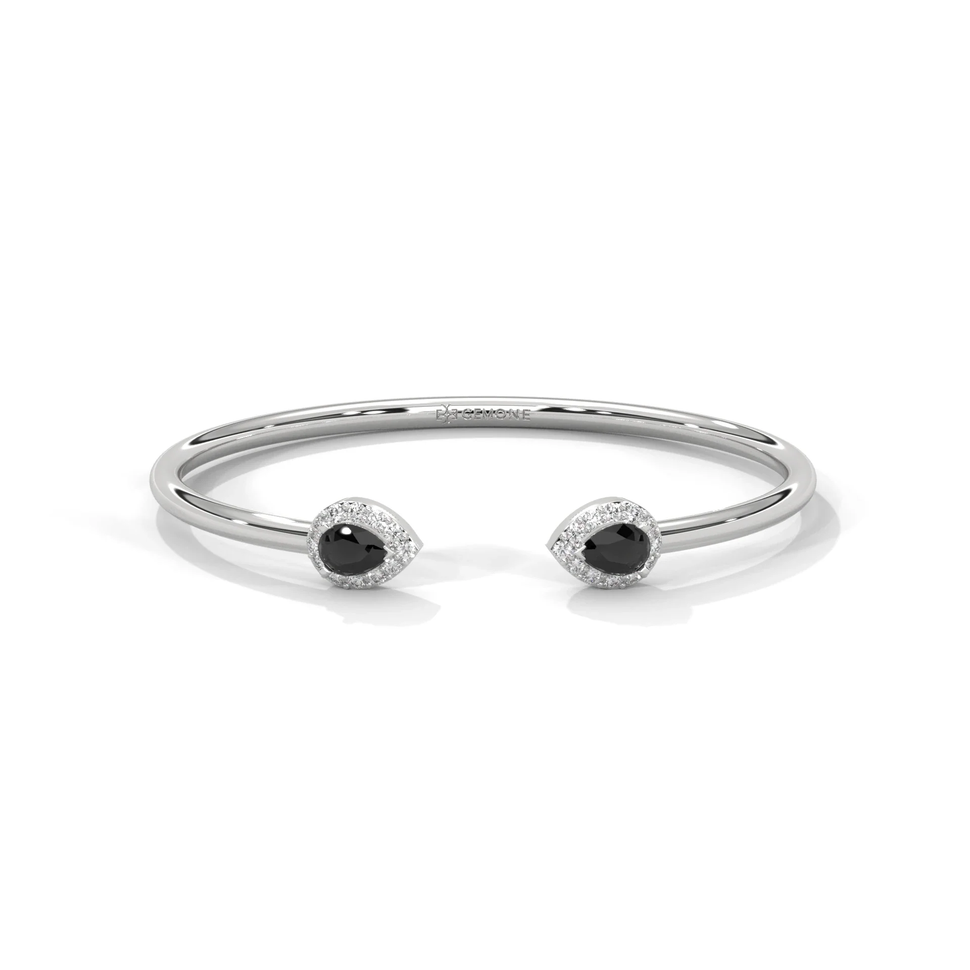 Bracelets joncs halo en forme de poire de 1,90 ct avec diamants noirs et blancs - Or jaune 10 carats — Bracelet Femme