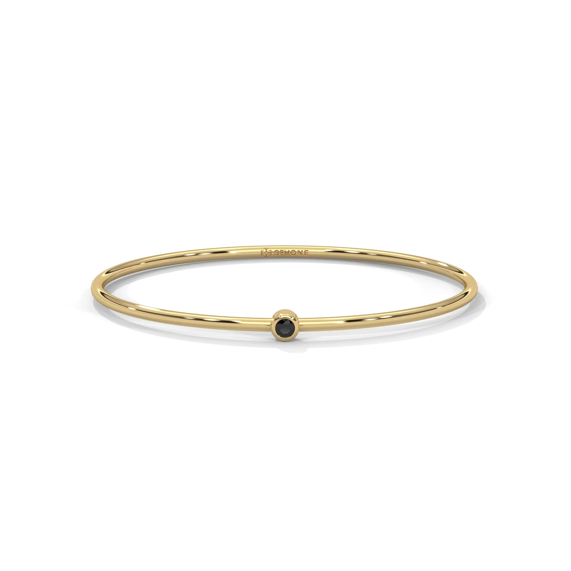 Bracelets jonc solitaire diamant noir taille ronde - Or jaune 10 carats — Bracelet Femme