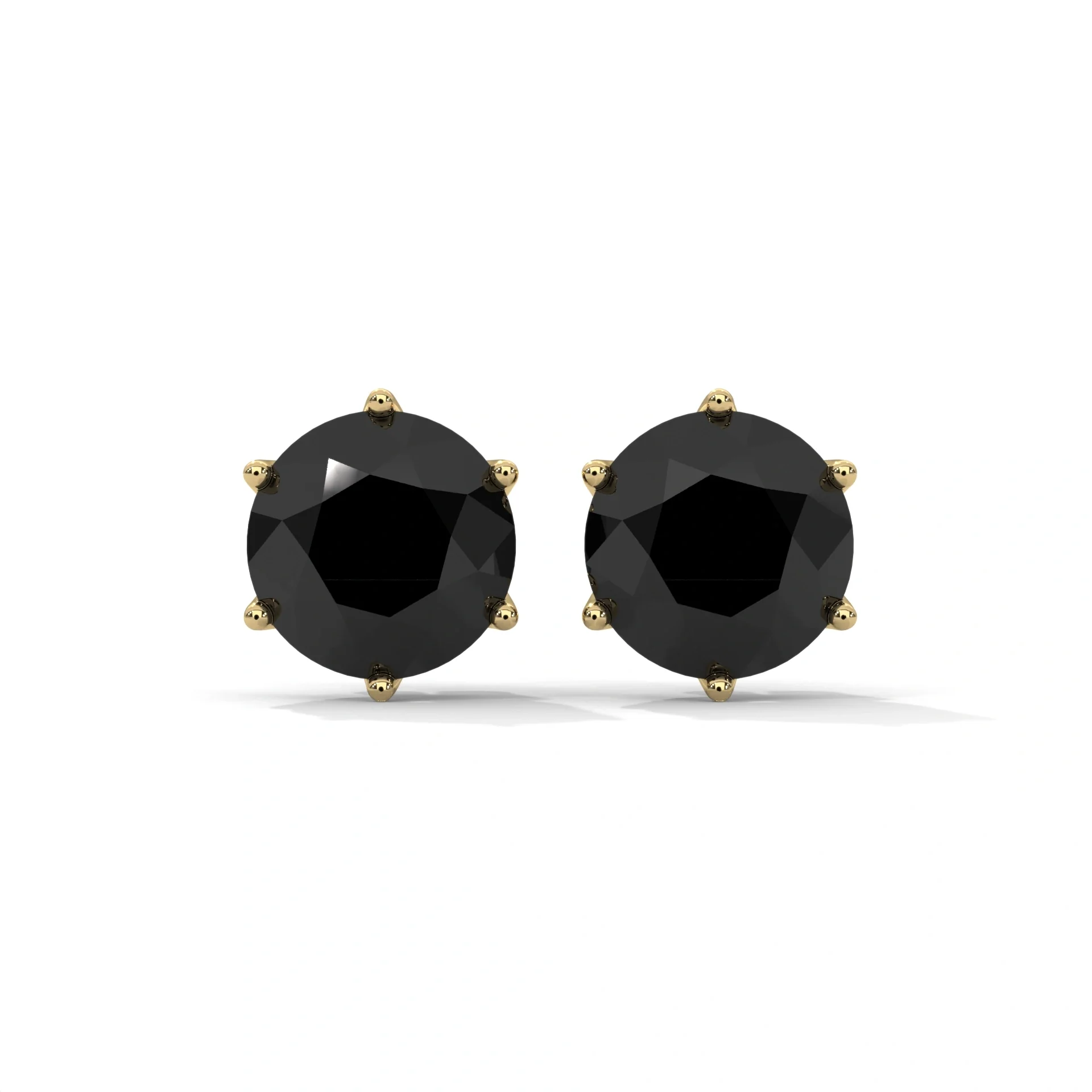 Shop 3.86 Carat Round Cut Prong Set Black Diamond Stud Earrings - 10K Yellow Gold — Stud Earrings