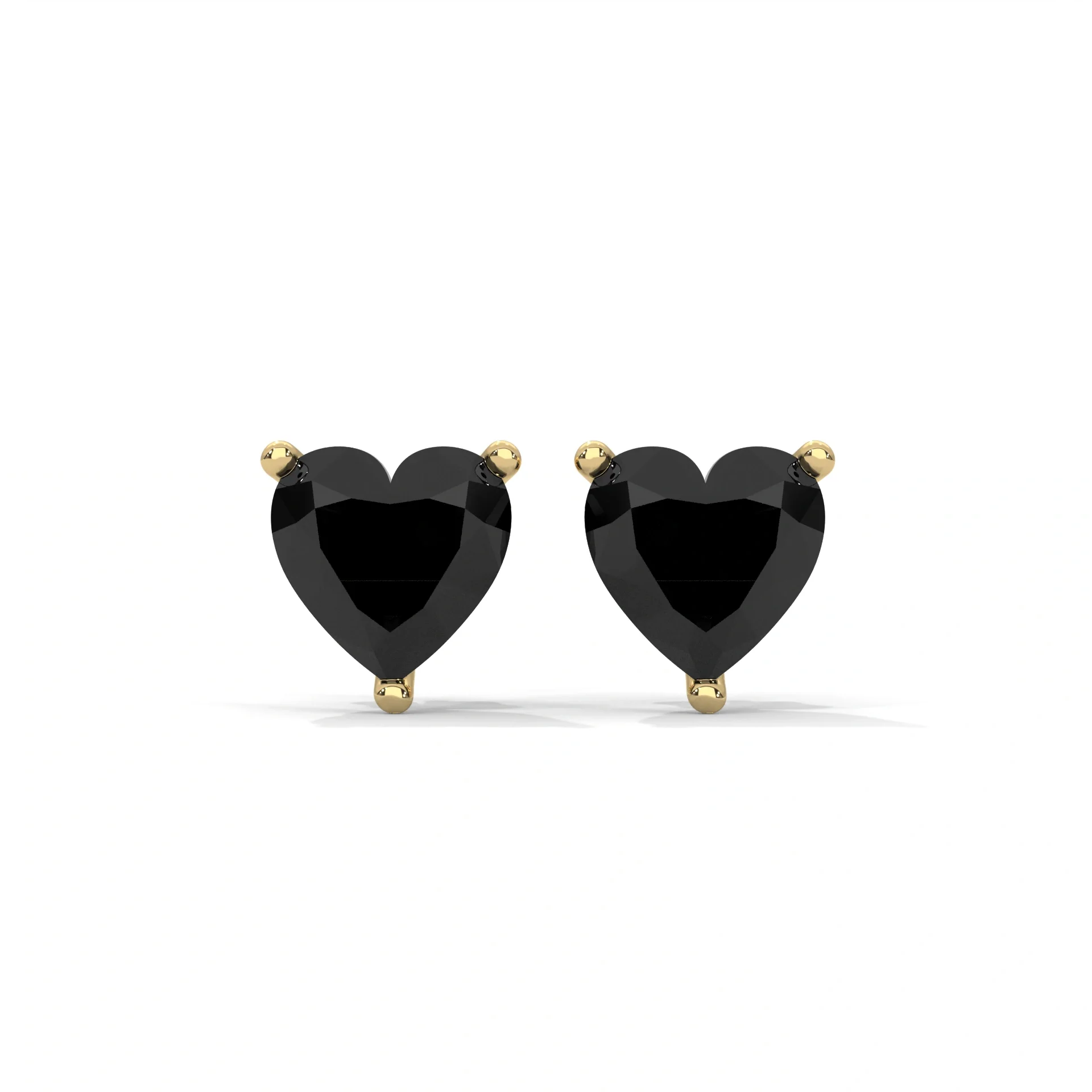 3.60 Carat Heart Shape Black Diamond Stud Earrings in White Gold - 10K Yellow Gold — Stud Earrings