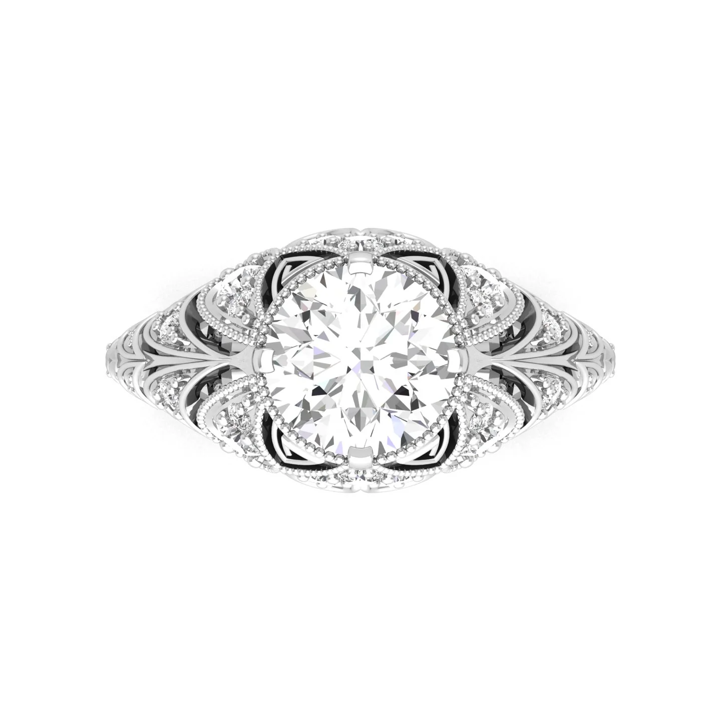Bague de fiançailles vintage en diamant taille ancienne de 2 carats — Anneaux empilables