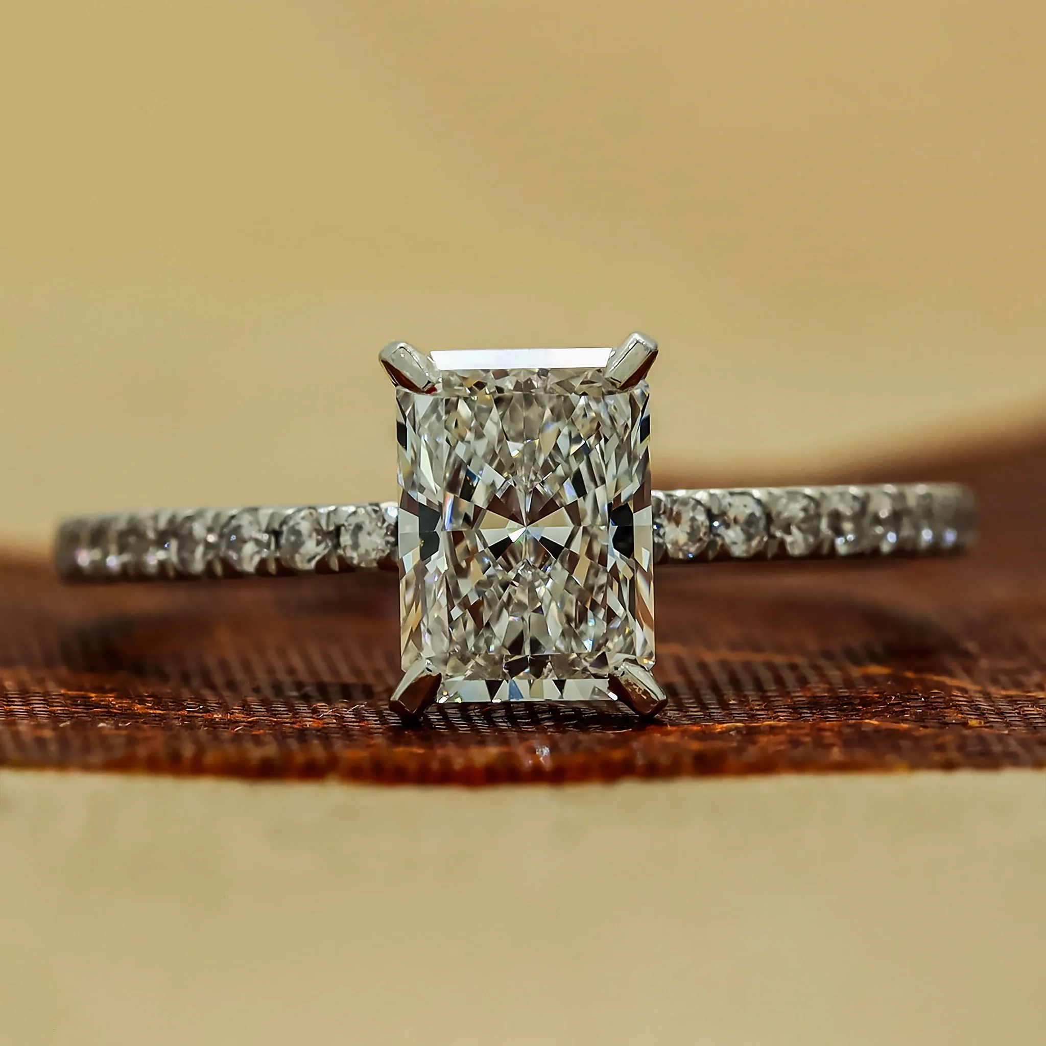 1.20 Carat Radiant Cut Lab Grown Diamond Ring with Accents