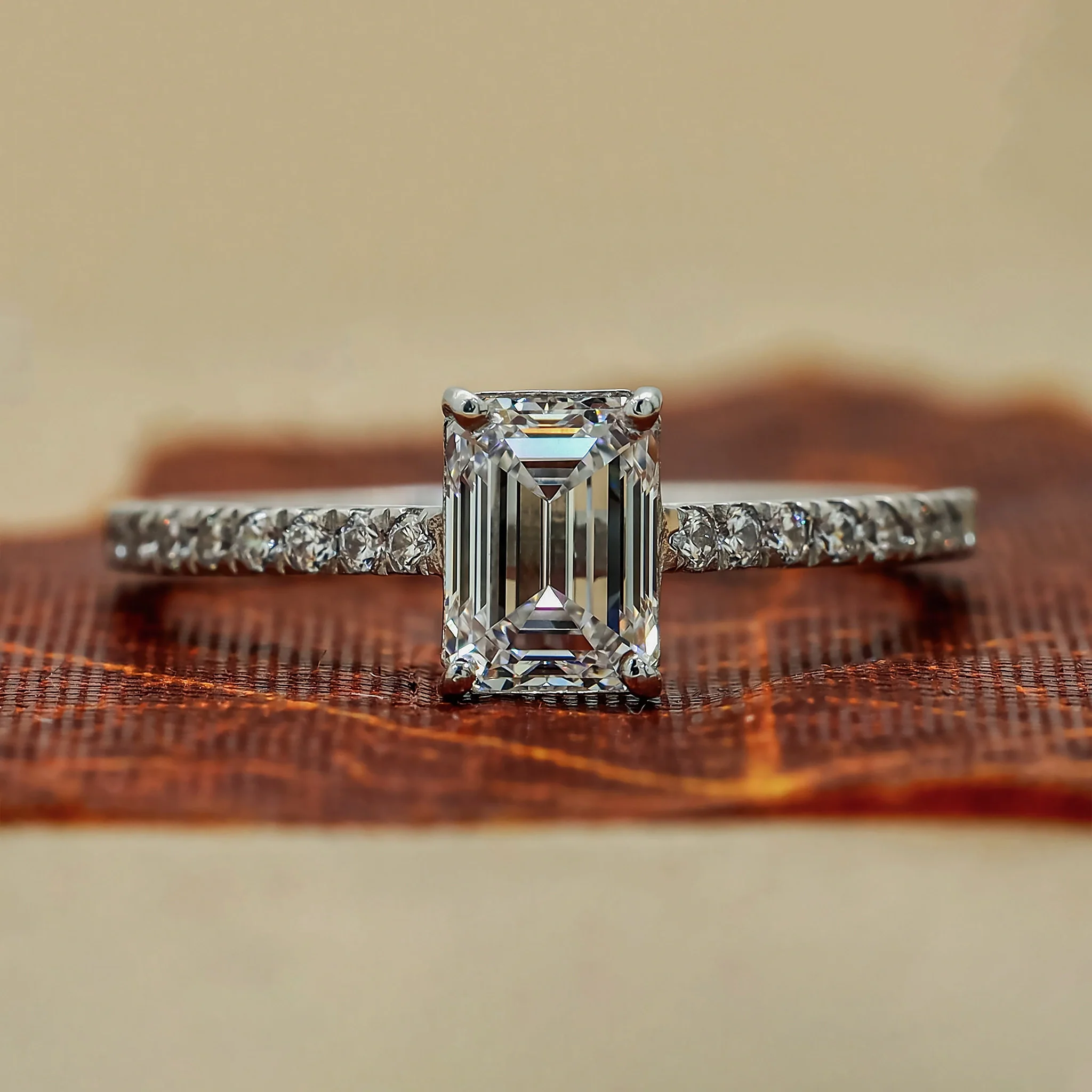 1.18 Ct Emerald Cut Lab Created Diamond Ring by Gemone Diamond