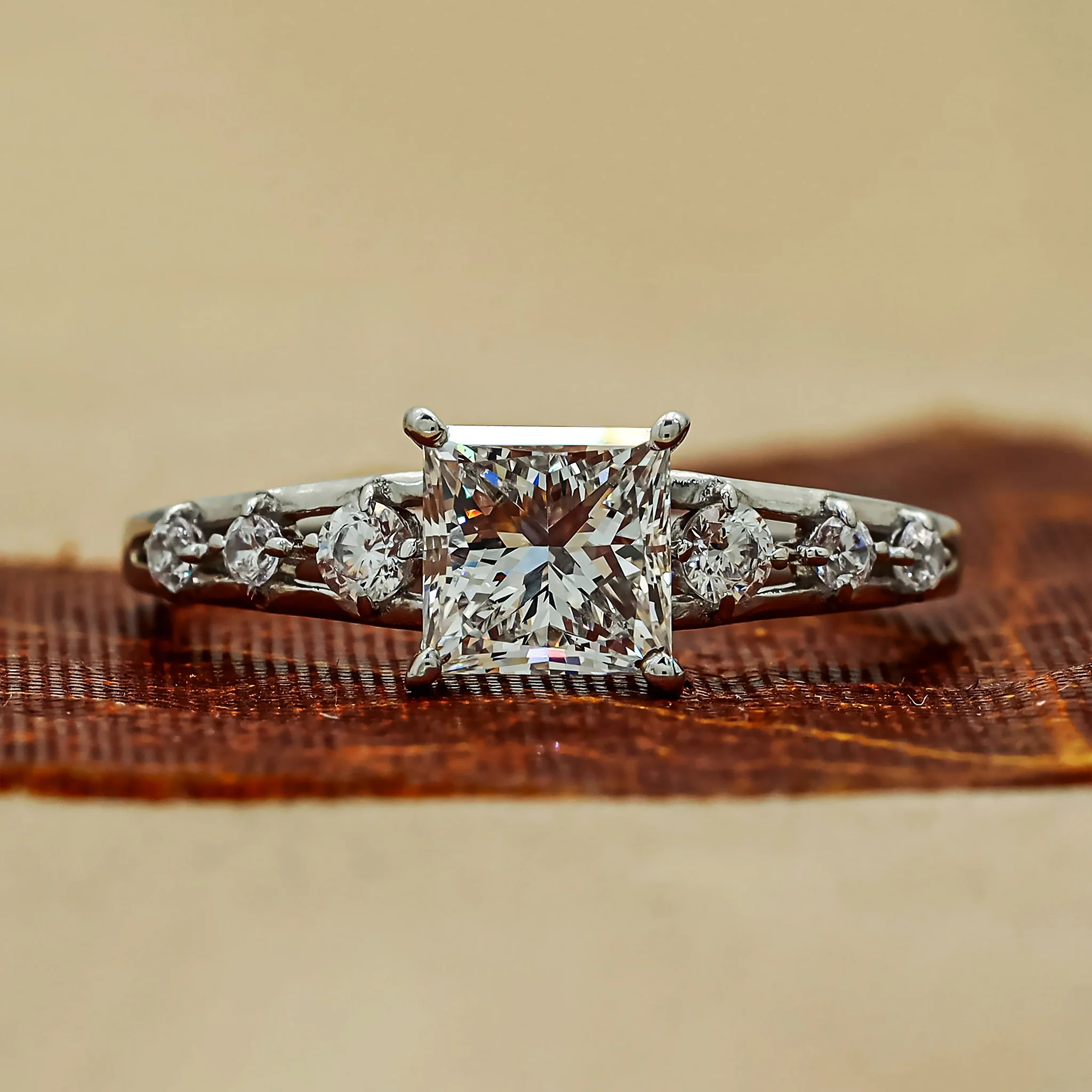 1.12 Ct Princess & Round Cut Lab Diamond Ring - Gemone Diamond