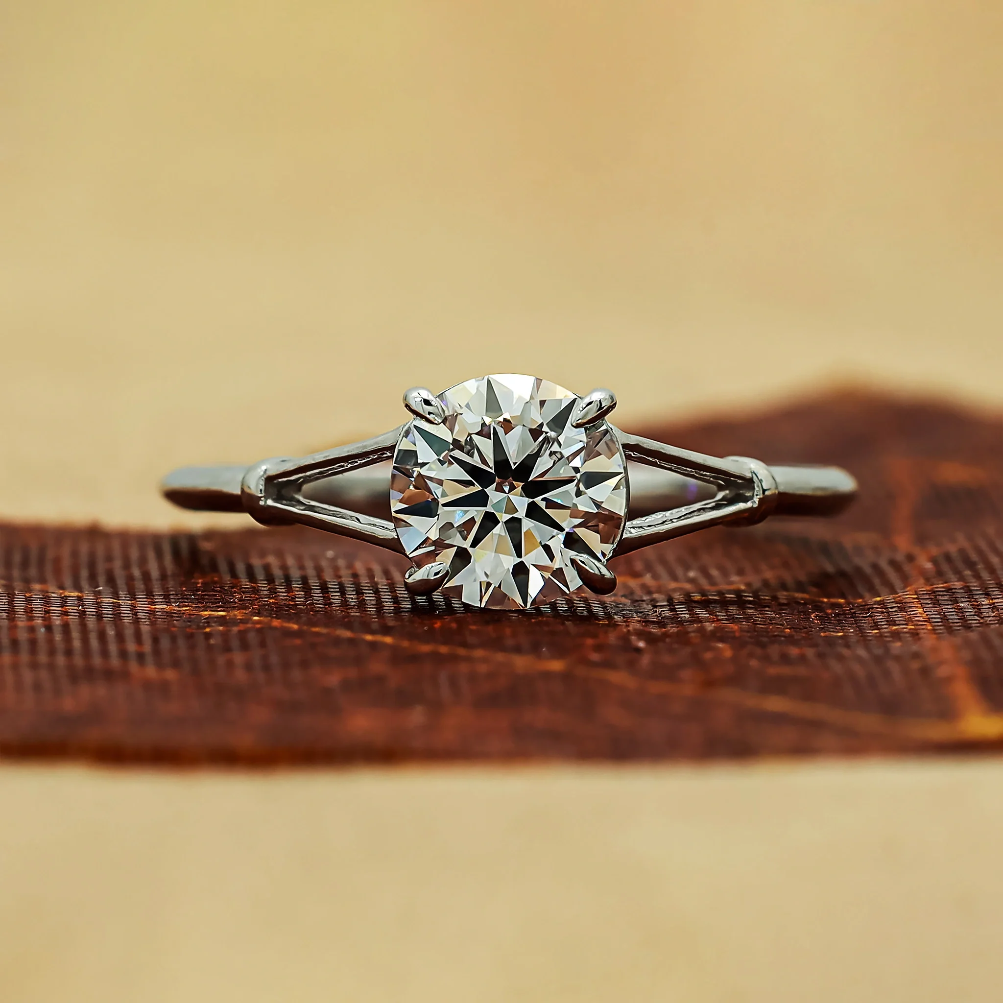 1 Ct Round Split Shank Lab Diamond Ring by Gemone Diamond
