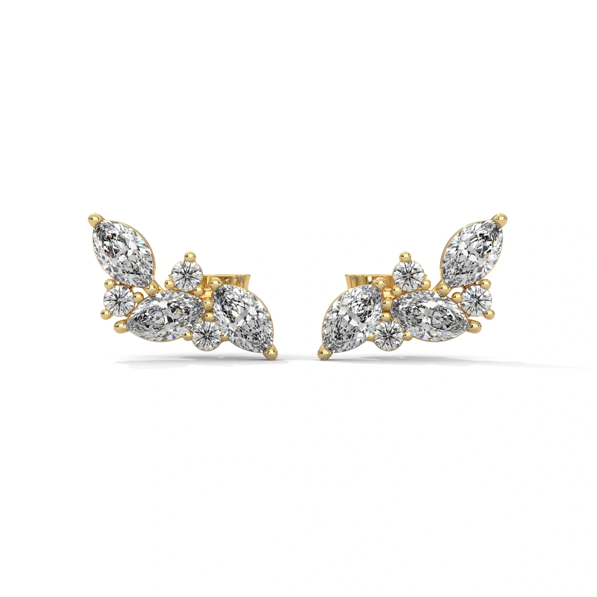 Boucles d'oreilles à tige en grappe de diamants marquise de 0,20 ct pour femmes - Or jaune 10 carats / Diamant de laboratoire