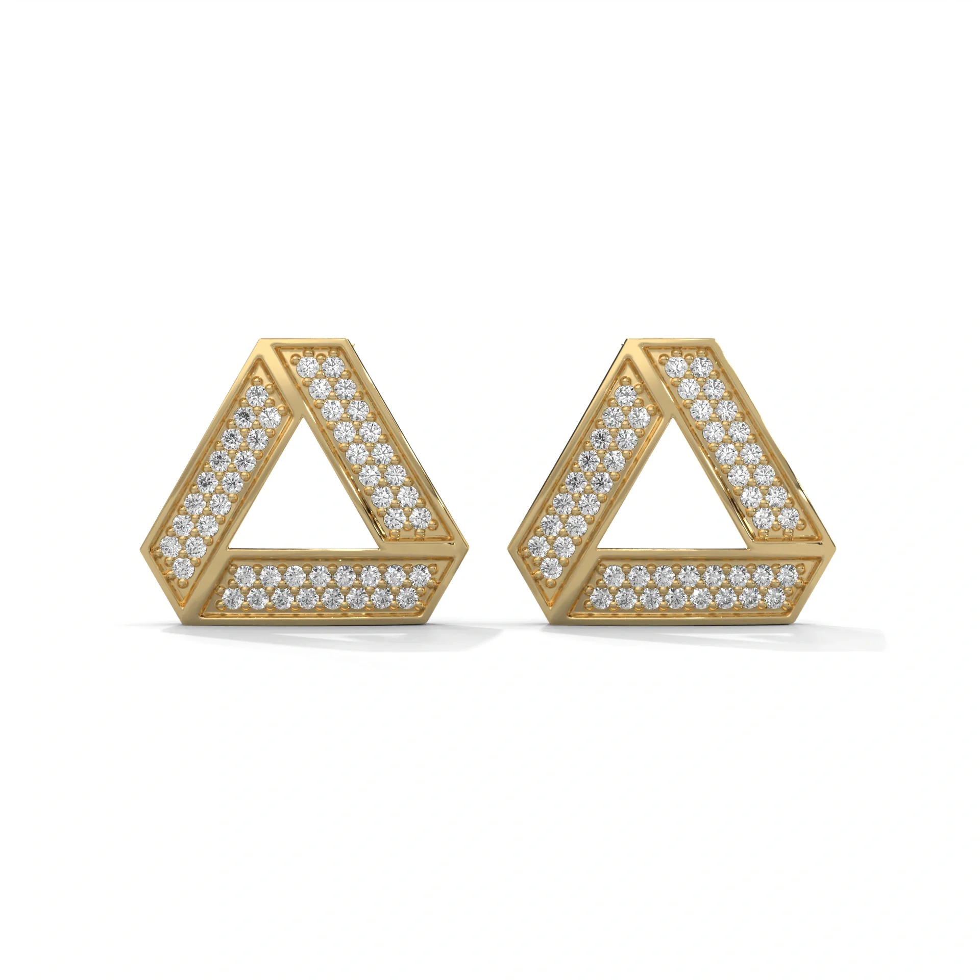 0.50 Carat Geometric Diamond Stud Earrings - 10K Yellow Gold / Lab Diamond — Stud Earrings