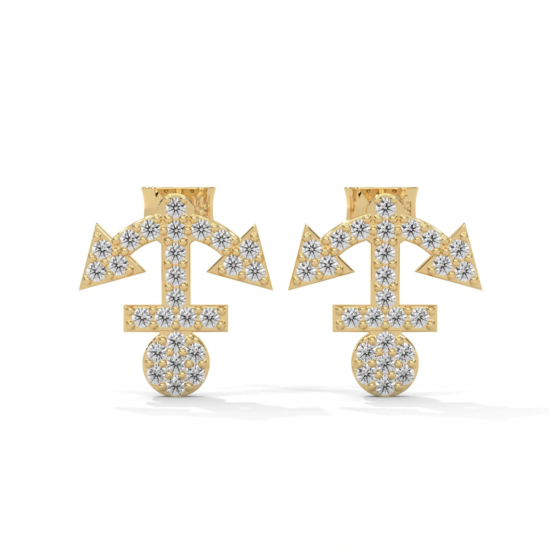 Boucles d'oreilles à tige ancre 0,26 carat en or jaune - Or jaune 10 carats / Diamant de laboratoire — Boucles D'oreilles