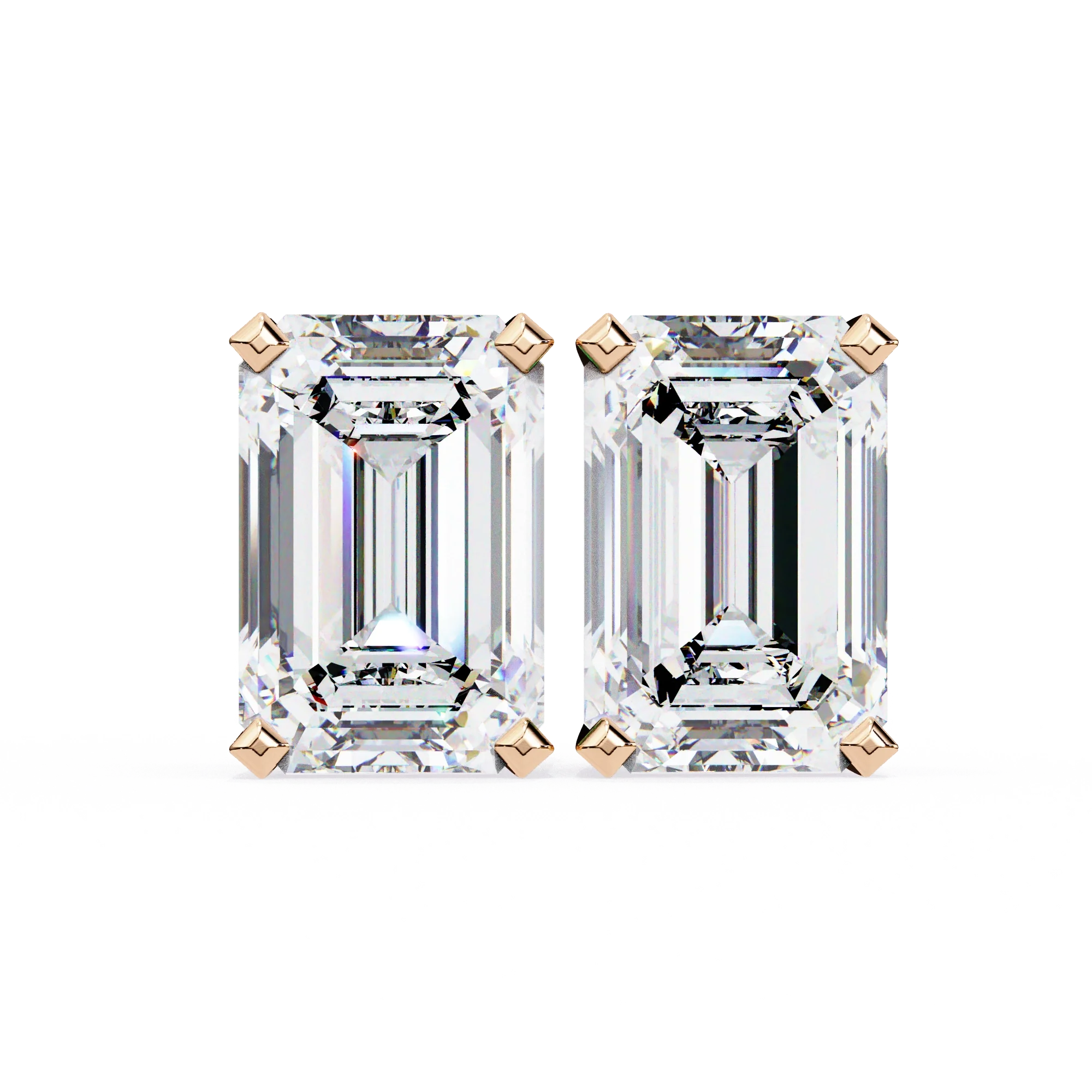 3 Carat Emerald Lab Grown Diamond Stud Earrings - 10K Yellow Gold / Lab Diamond — Stud Earrings