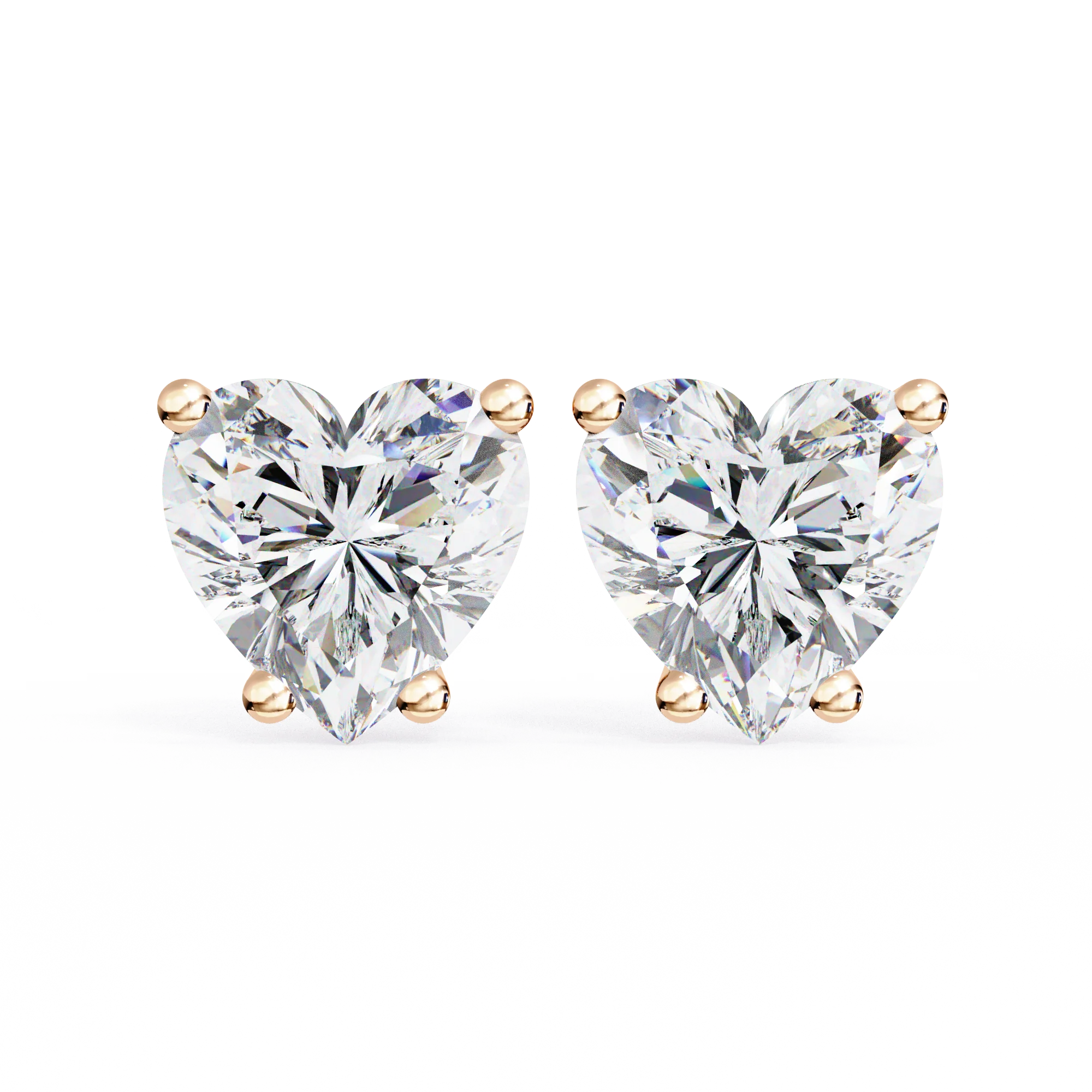 2.5 Carat Heart Shaped Diamond Stud Earrings - 10K Yellow Gold / Lab Diamond — Stud Earrings