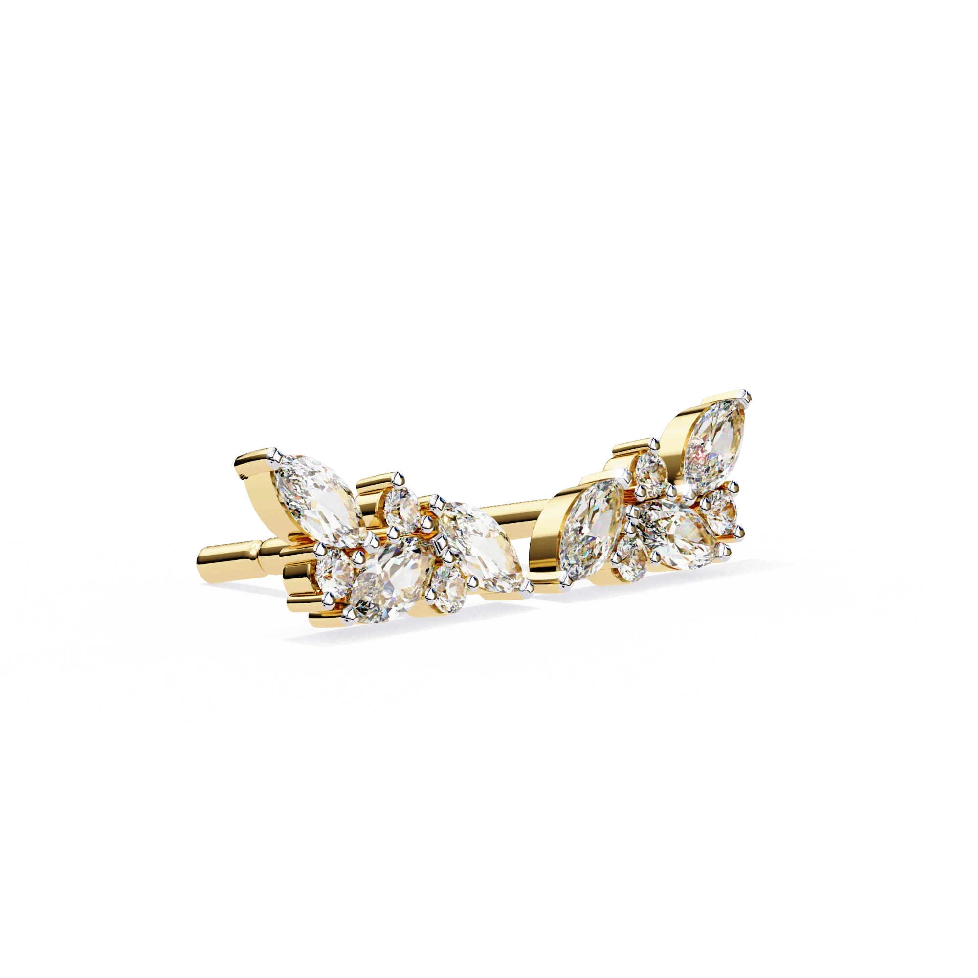 Boucles d'oreilles à tige en diamant de 0,72 carat avec motif floral pour femme - Or jaune 10 carats / Diamant de laboratoire — Boucles D'oreilles