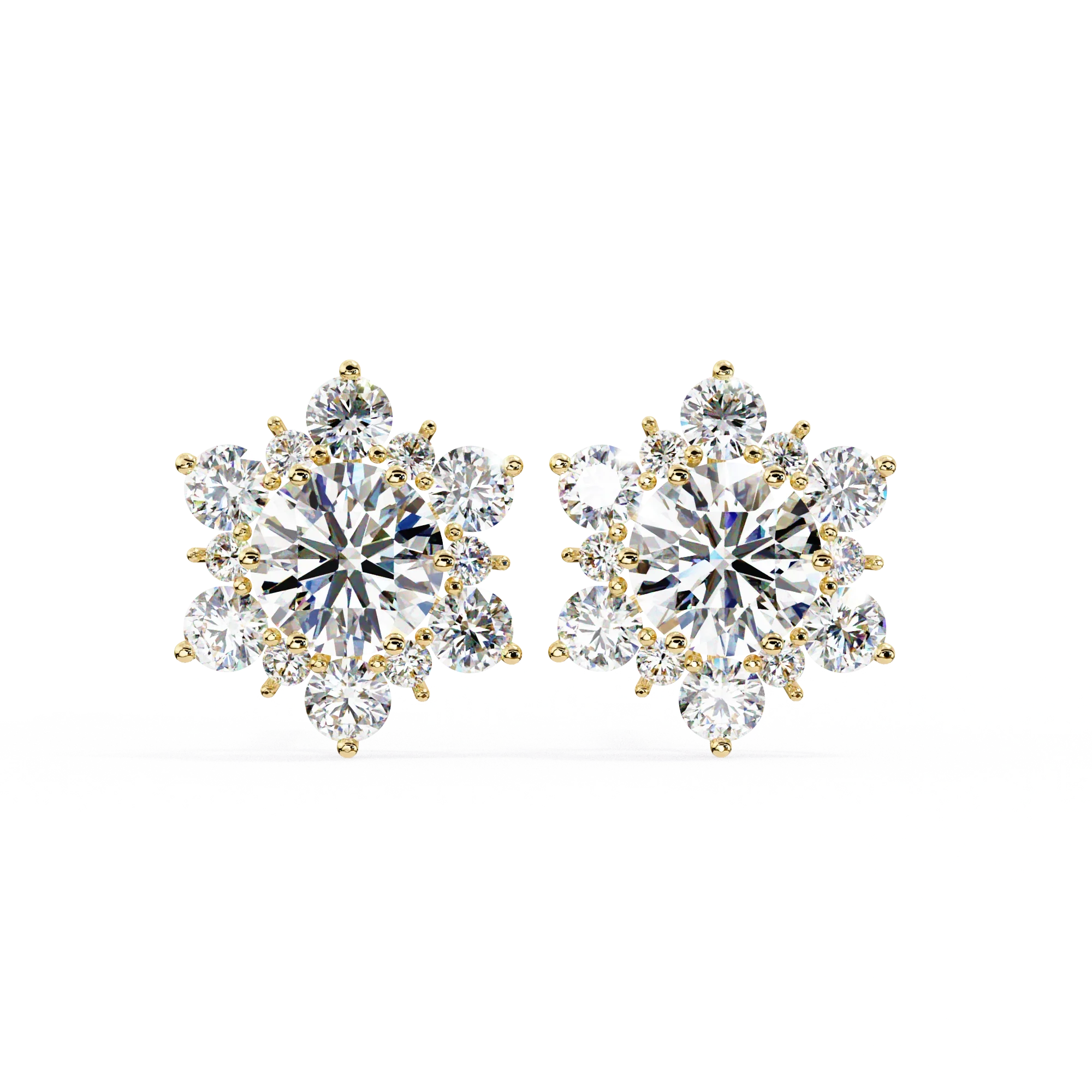 Floral Cluster Diamond Stud Earrings by Gemone Diamond — Stud Earrings