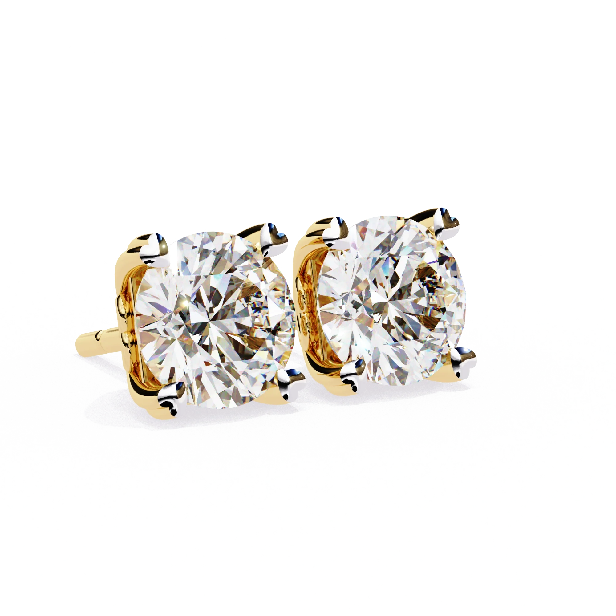 Boucles d'oreilles en diamant de 2,60 carats avec motif cœur en filigrane - Or jaune 10 carats / Diamant de laboratoire — Boucles D'oreilles