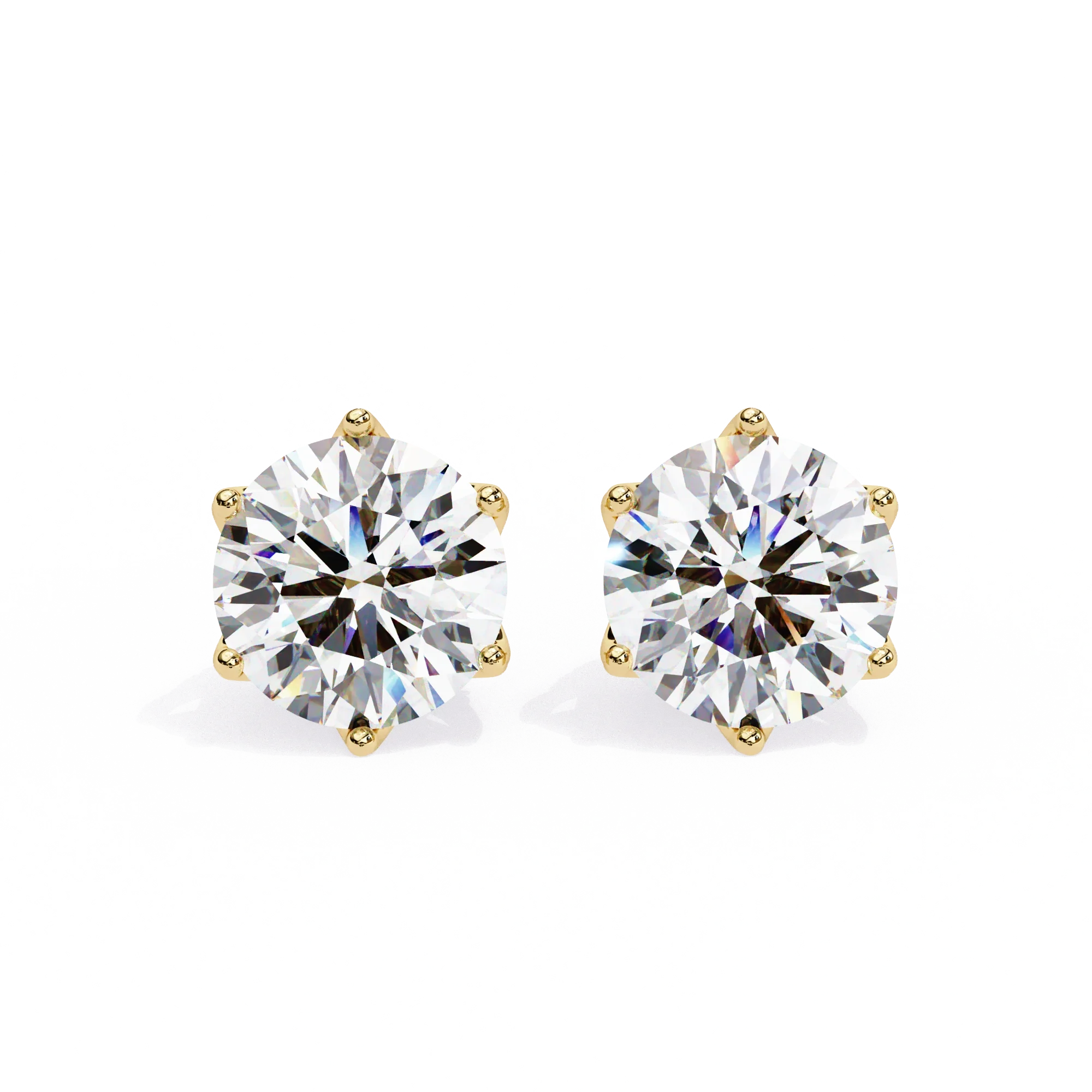 Boucles d'oreilles à tige en diamant cultivé en laboratoire de 2,66 ct pour femmes - Or jaune 10 carats / Diamant de laboratoire — Boucles D'oreilles