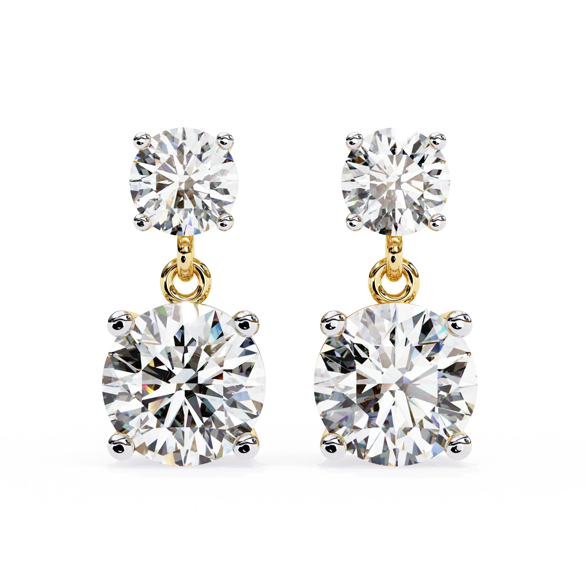 3.90 Ct Lab Grown Diamond Drop Earrings - 10K Yellow Gold / Lab Diamond