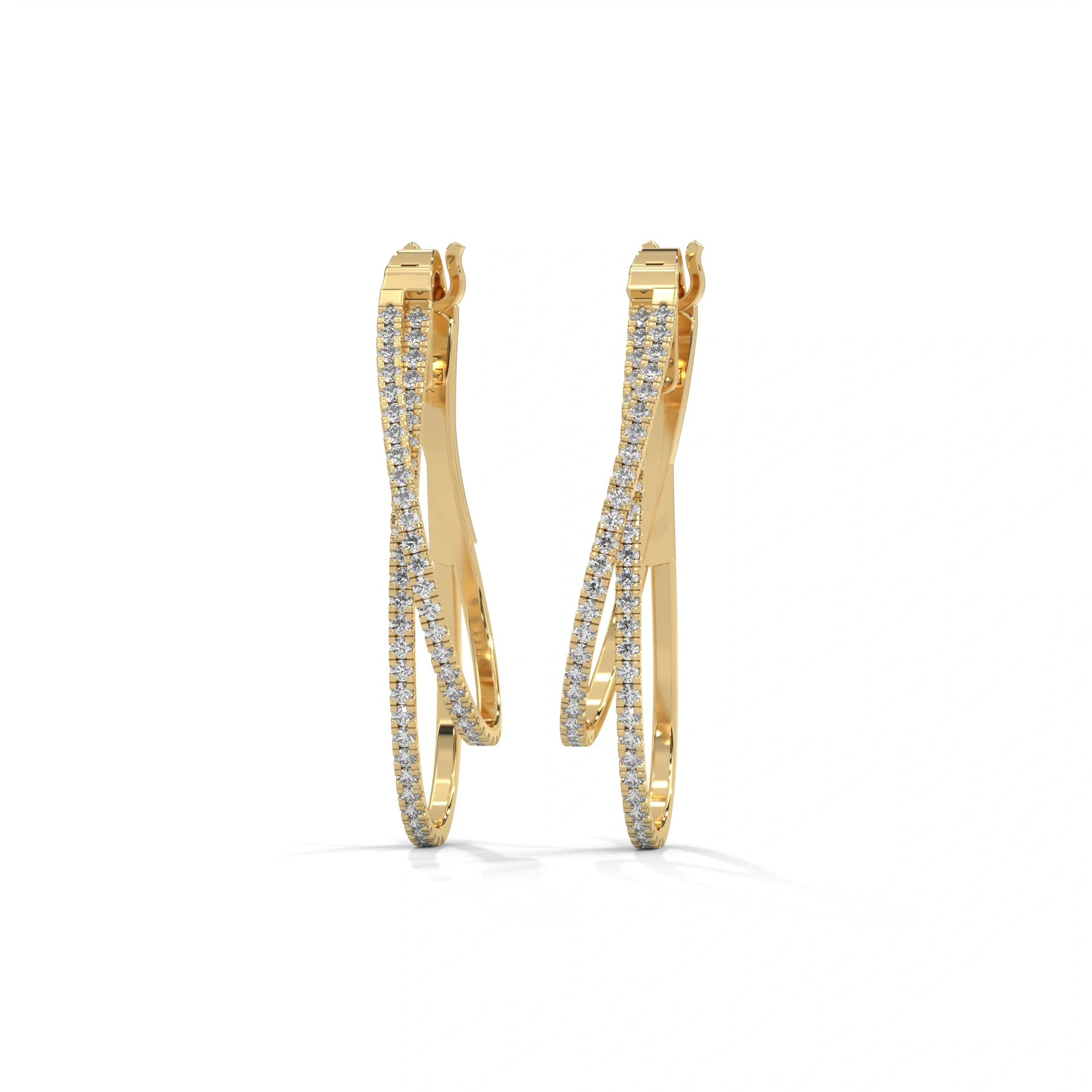 Boucles d'oreilles manchette en diamant cultivé en laboratoire de 0,61 ct Or blanc - Or jaune 10K / Diamant de laboratoire