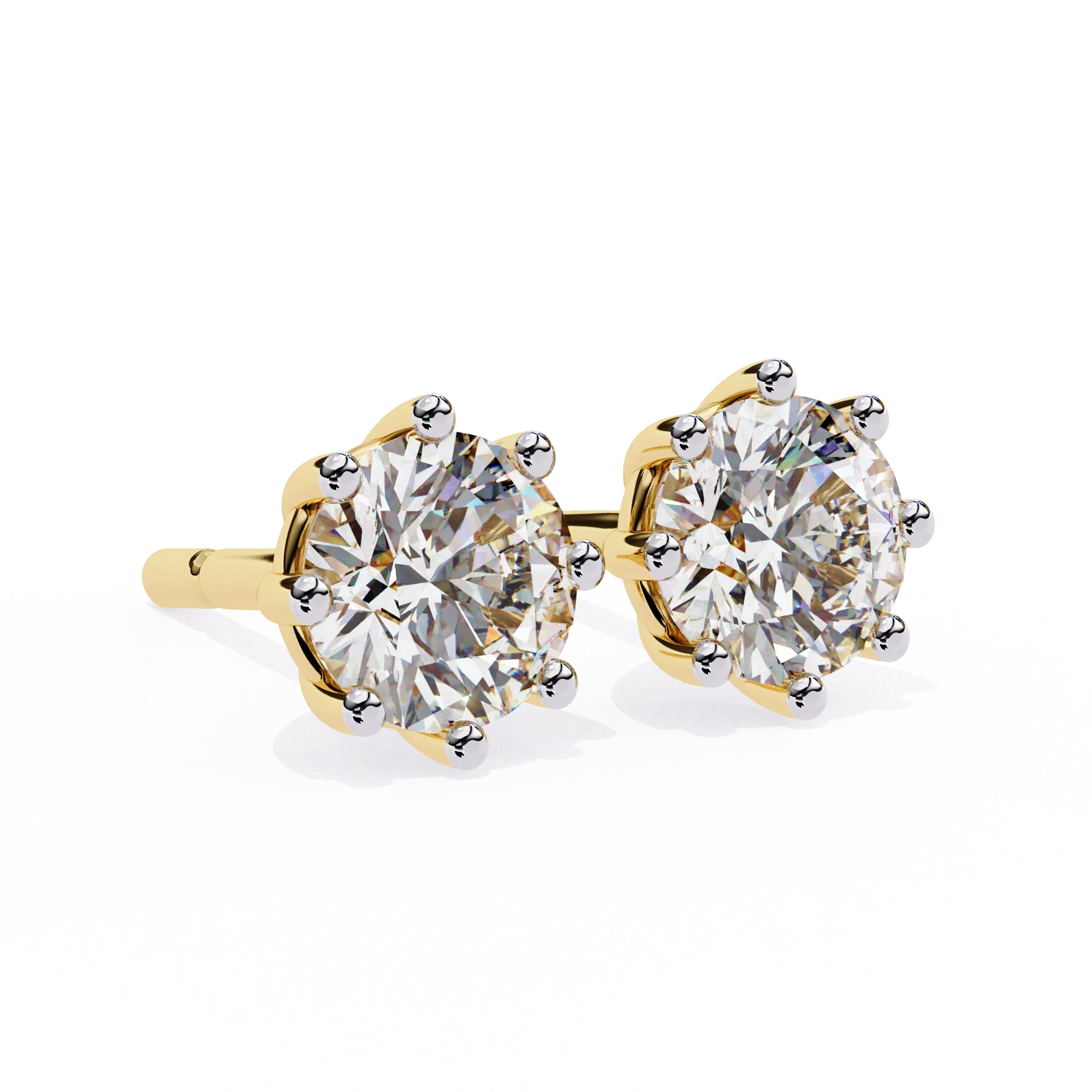 1.30 Ct Prong Set Diamond Stud Earrings for Women - 10K Yellow Gold / Lab Diamond