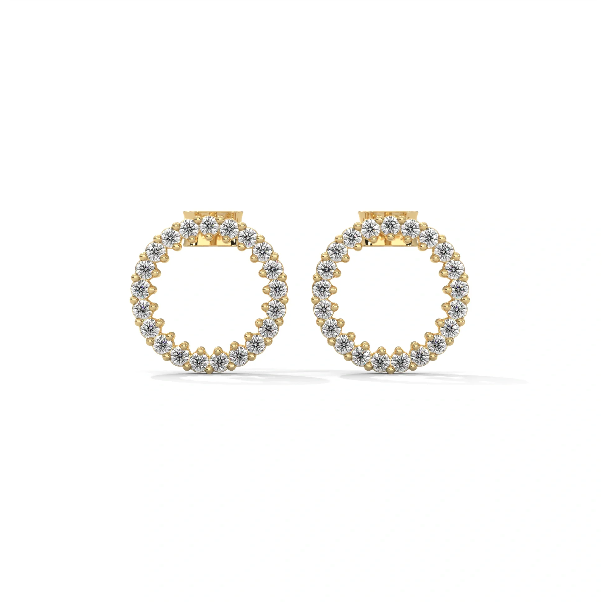0.42 Ct Round Diamond Halo Platinum & Gold Stud Earrings - 10K Yellow Gold / Lab Diamond