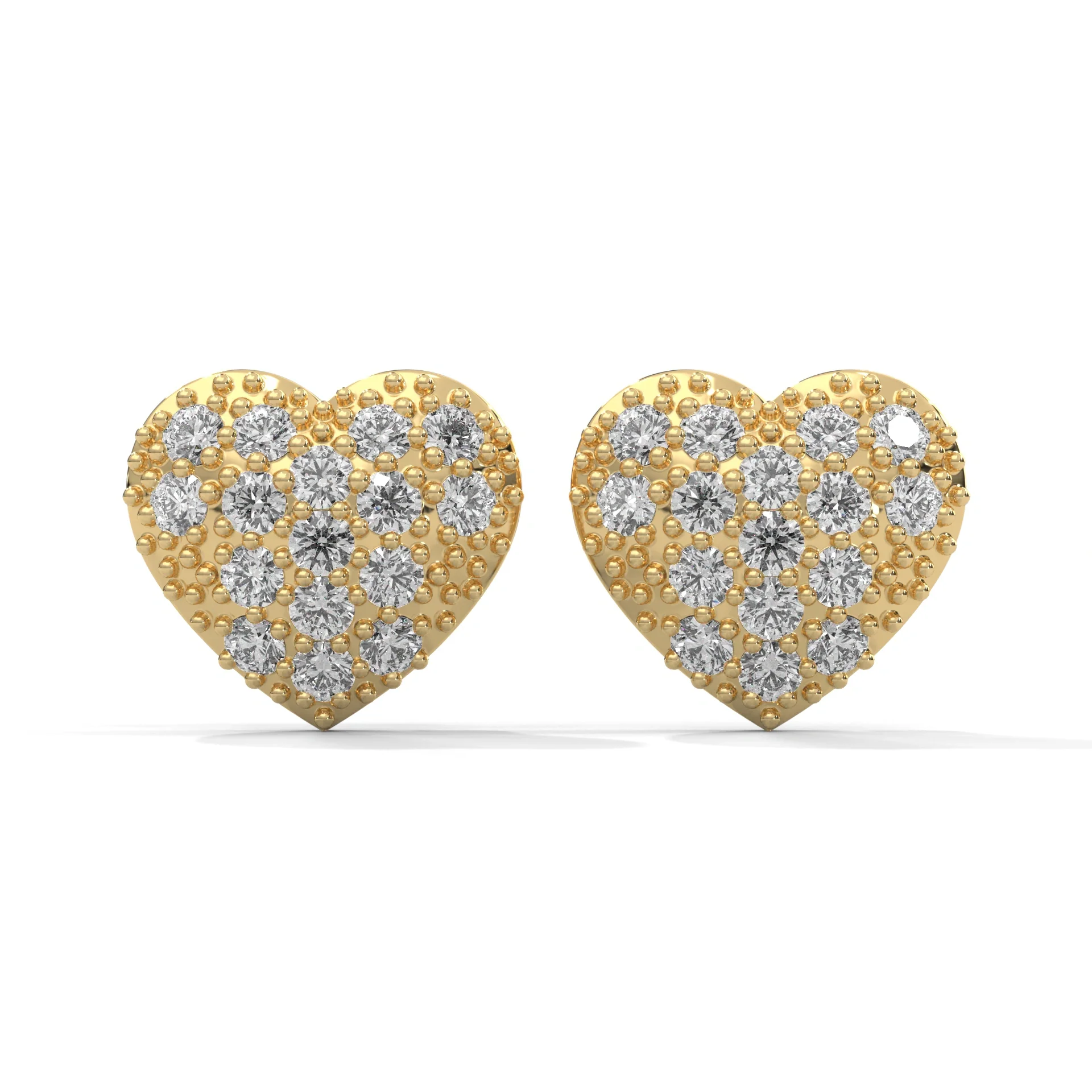 Boucles d'oreilles coeur en diamant de 0,44 carat avec diamants cultivés en laboratoire - Or jaune 10 carats / Diamant de laboratoire — Boucles D'oreilles