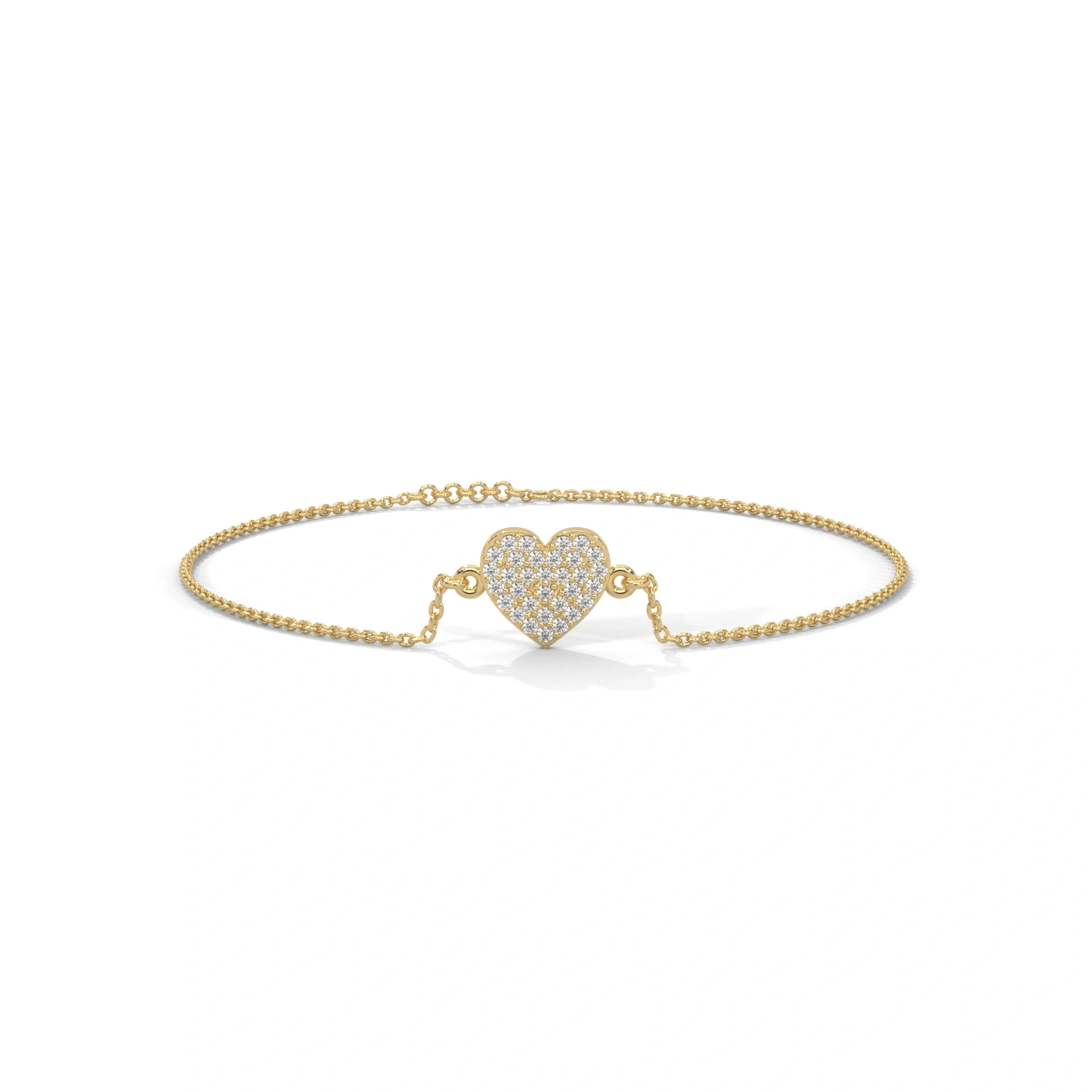 0.50 Carat Diamond Heart Station Bracelet in Rose Gold - 10K Yellow Gold / Lab Diamond