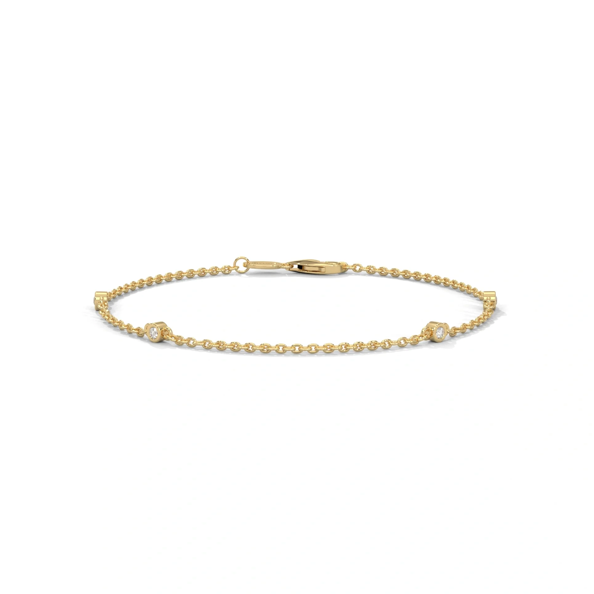 0.07 Carat Bezel Set Diamond Station Bracelet in Yellow Gold - 10K Yellow Gold / Lab Diamond — Bracelet Women