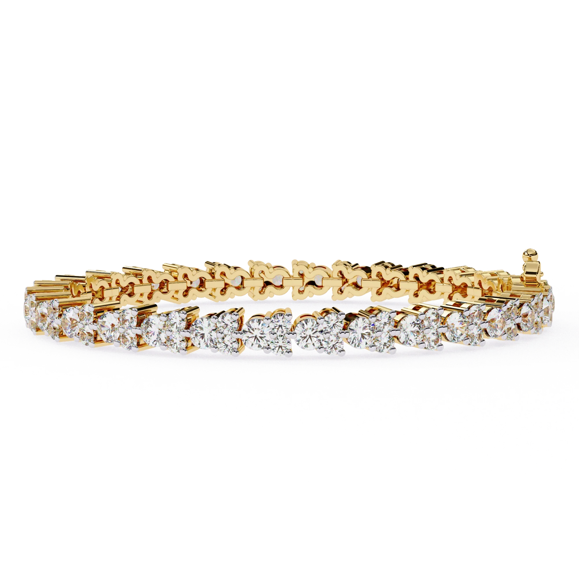 2.26 Carat Round Diamond Tennis Bracelet In White Gold - 10K Yellow Gold / Lab Diamond