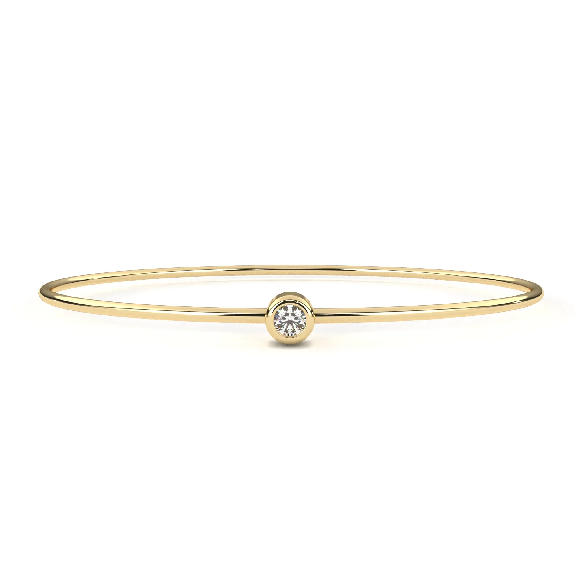 0.11 Carat Bezel Set Diamond Bangle Bracelet in Gold - 10K Yellow Gold / Lab Diamond