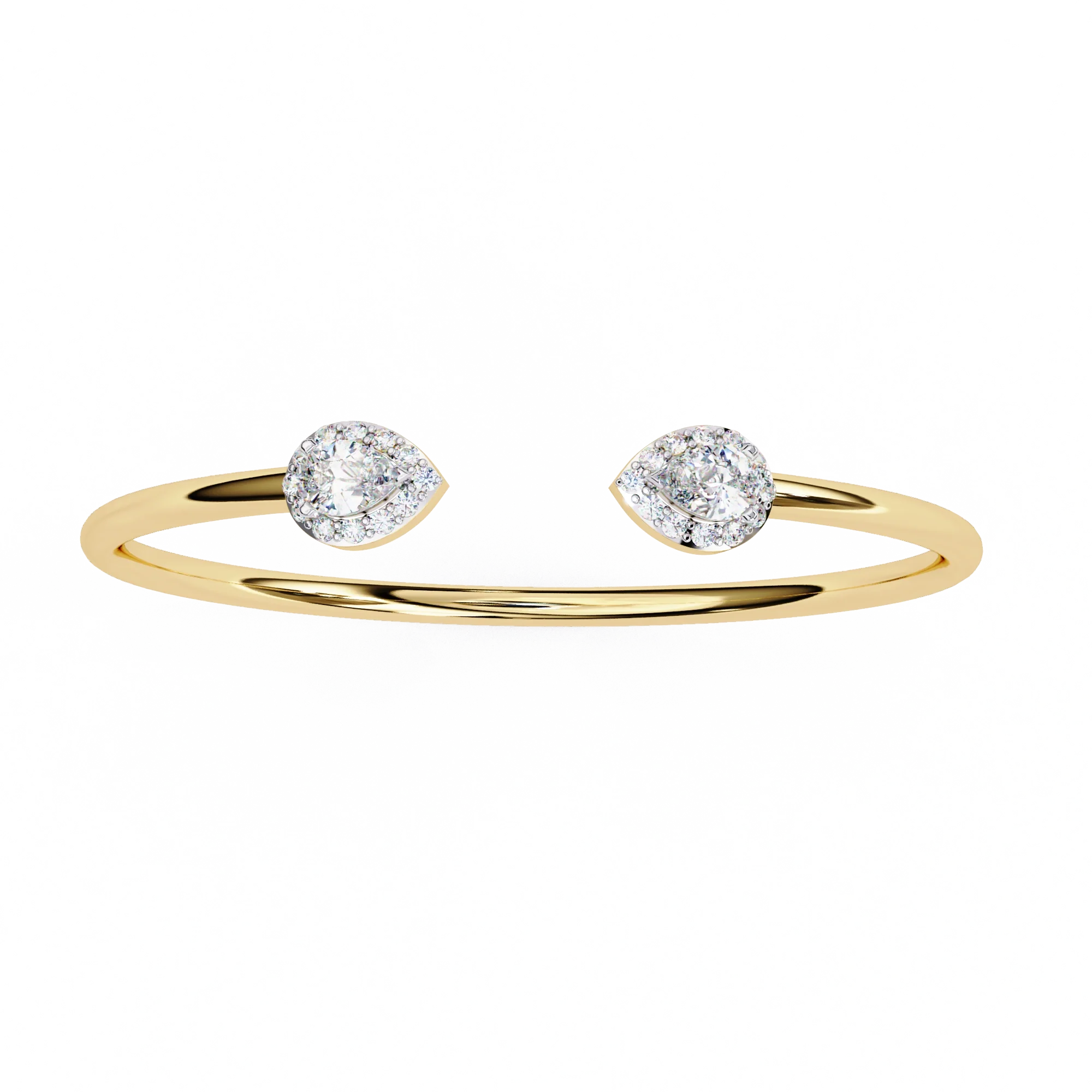 1.50 Carat Pear Diamond Open Cuff Bangle in Yellow Gold - 10K Yellow Gold