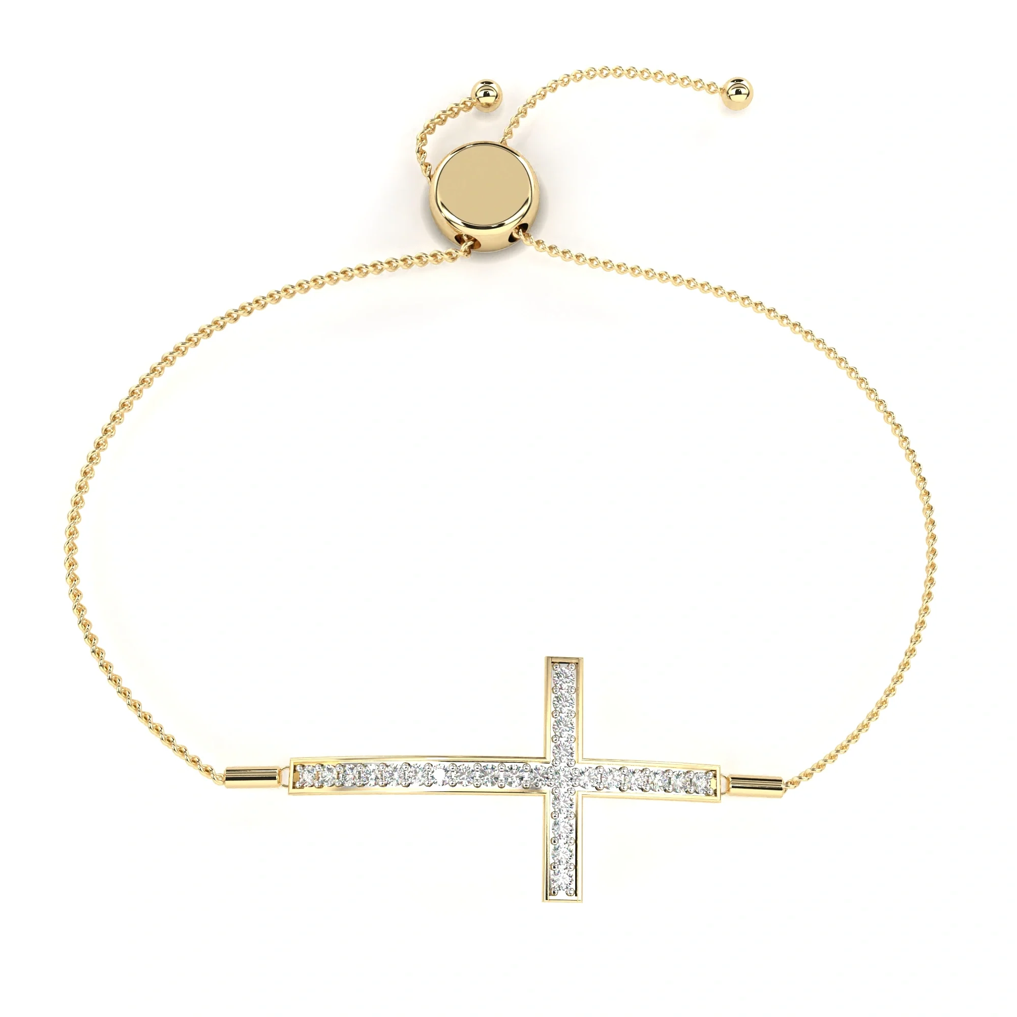 0.36 Carat Diamond Cross Bracelet in White Gold for Women - 10K Yellow Gold / Lab Diamond