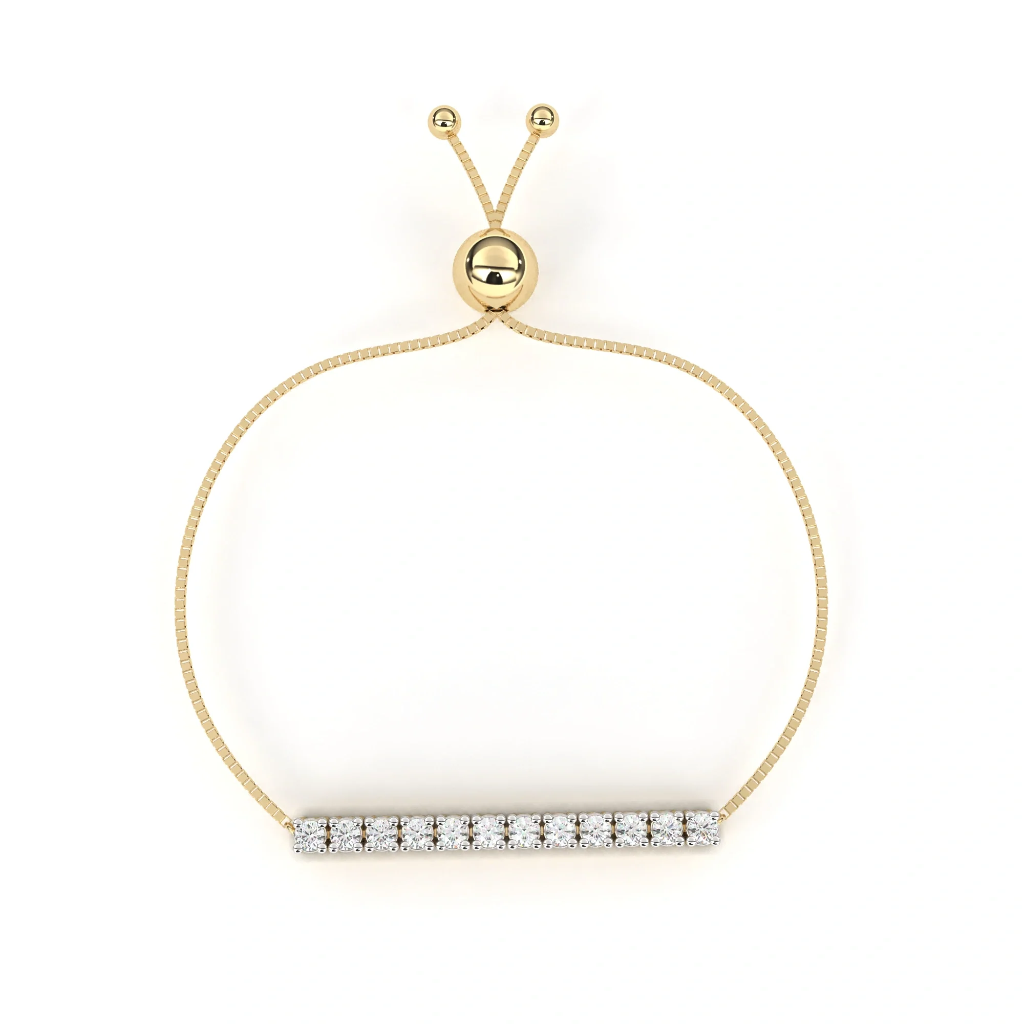 0.42 Carat Diamond Bar Slider Bracelet in Gold Adjustable Design - 10K Yellow Gold / Lab Diamond