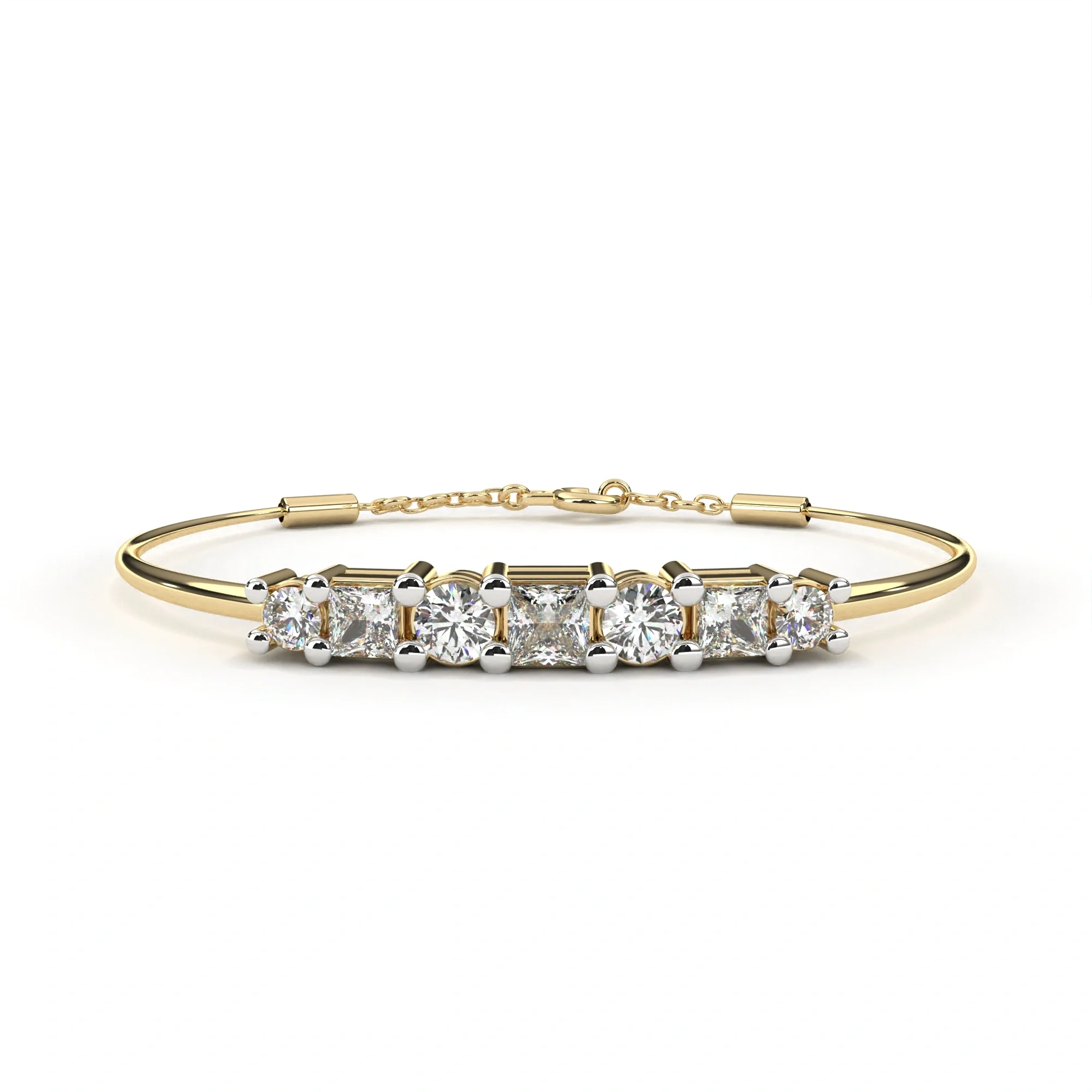 0.79 Carat Diamond Line Bangle Bracelet in Yellow Gold - 10K Yellow Gold / Lab Diamond — Bracelet Women