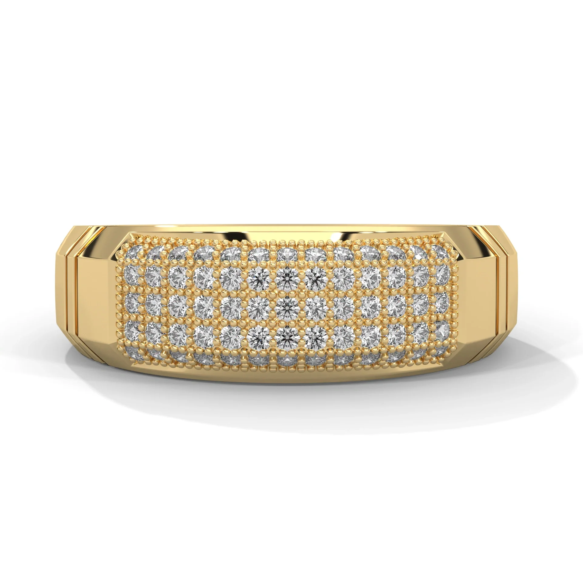 0.65 Carat Lab Grown Diamond Men's Curved Pave Ring in Rose Gold
