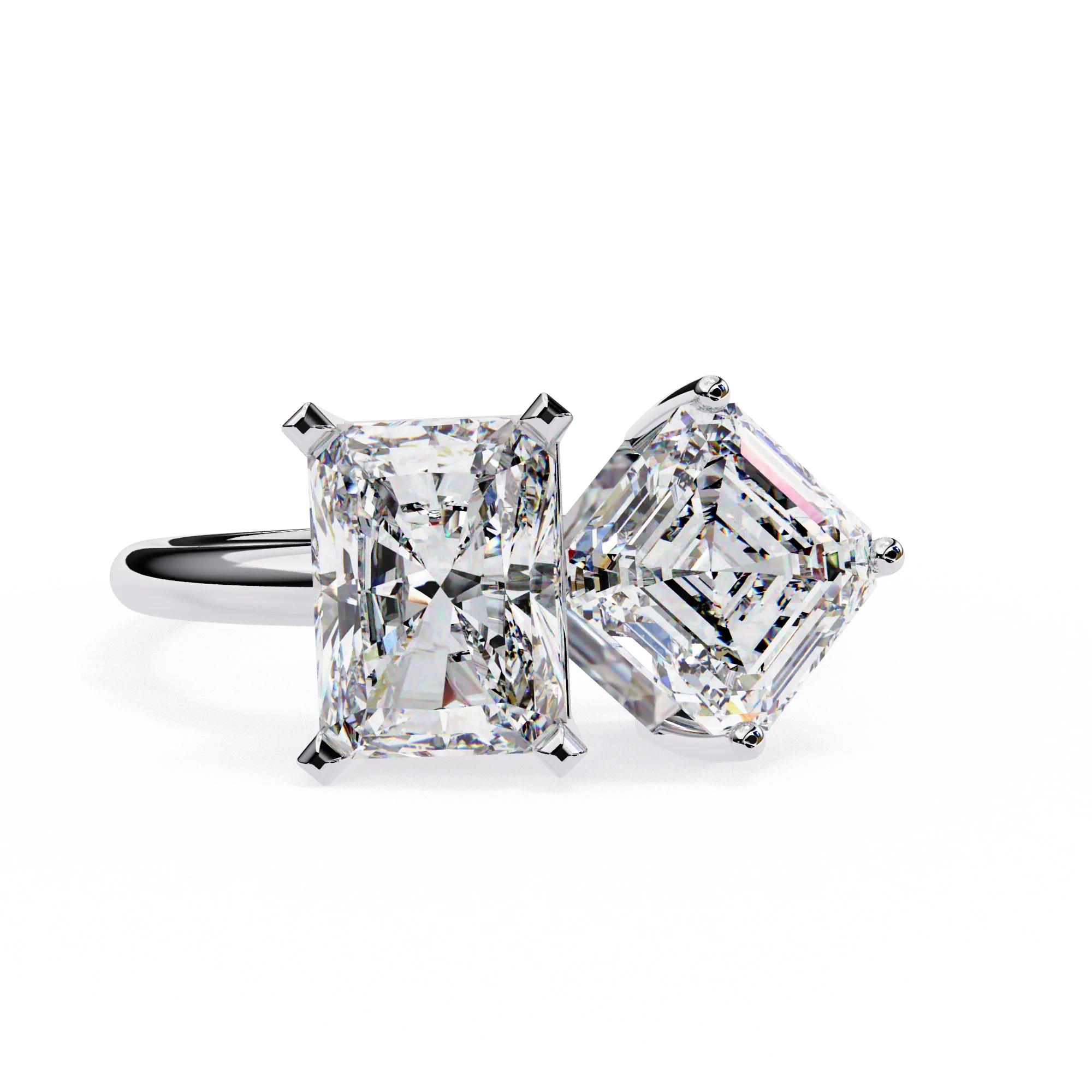 Bague Toi Et Moi Double Pierre de 4.25 Ct par GemoneDiamonds — Anneaux empilables