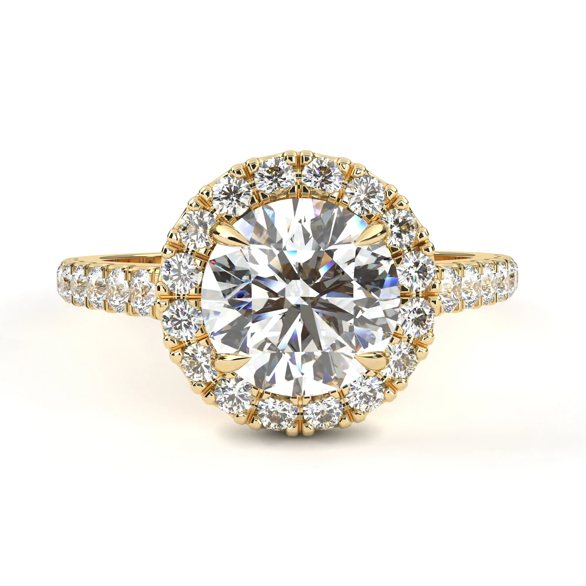 1.78 Ct Halo Diamond Ring by GemoneDiamonds with Accent Stones