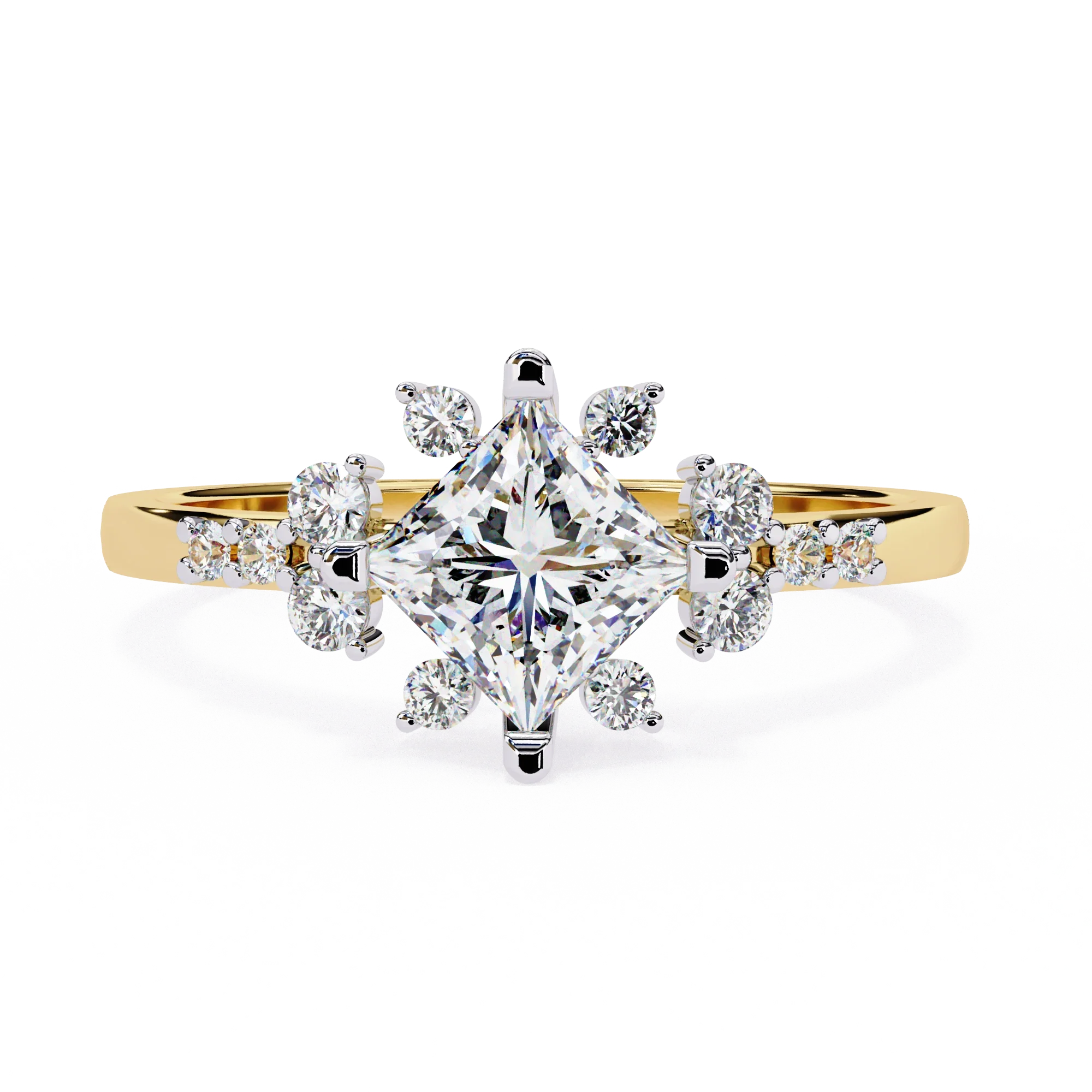 0.95 Ct Princess Lab Diamonds Ring in White Gold