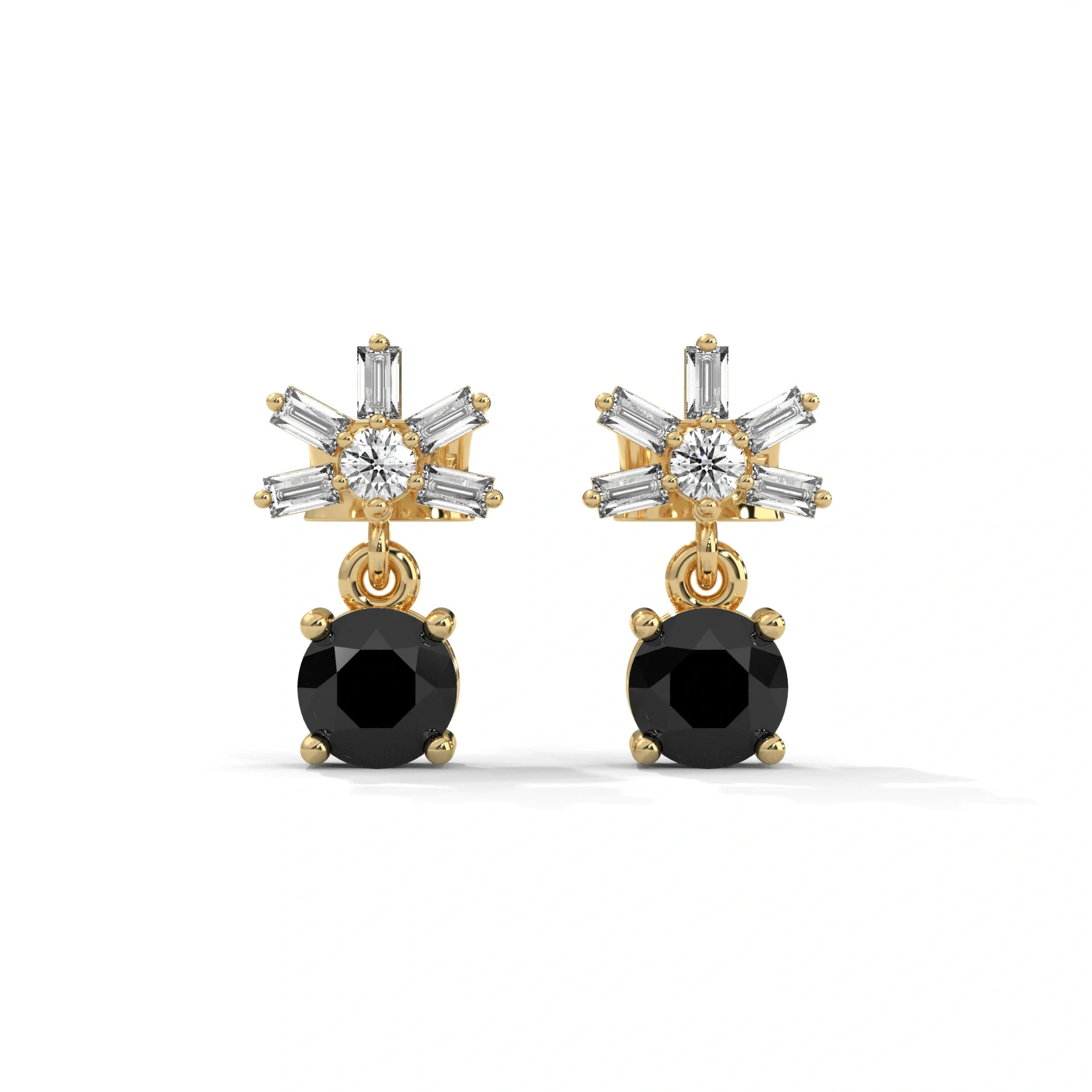 0.82 Ct Black Diamond Drop Earrings In Rose Gold - 10K Yellow Gold