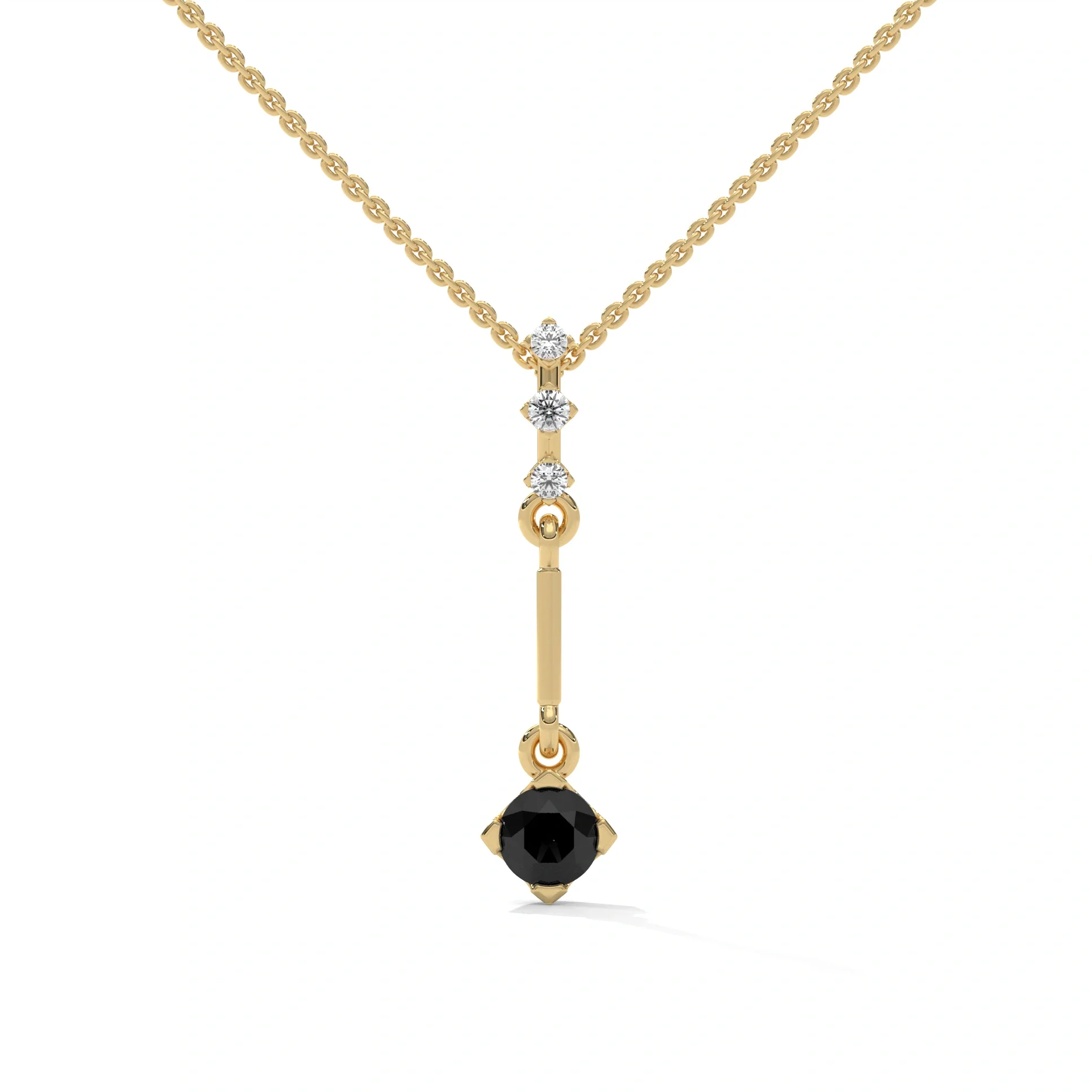Collier Pendentif en Diamant Noir de 0,38 Ct T.W.T en Or Jaune — Collier pendentif