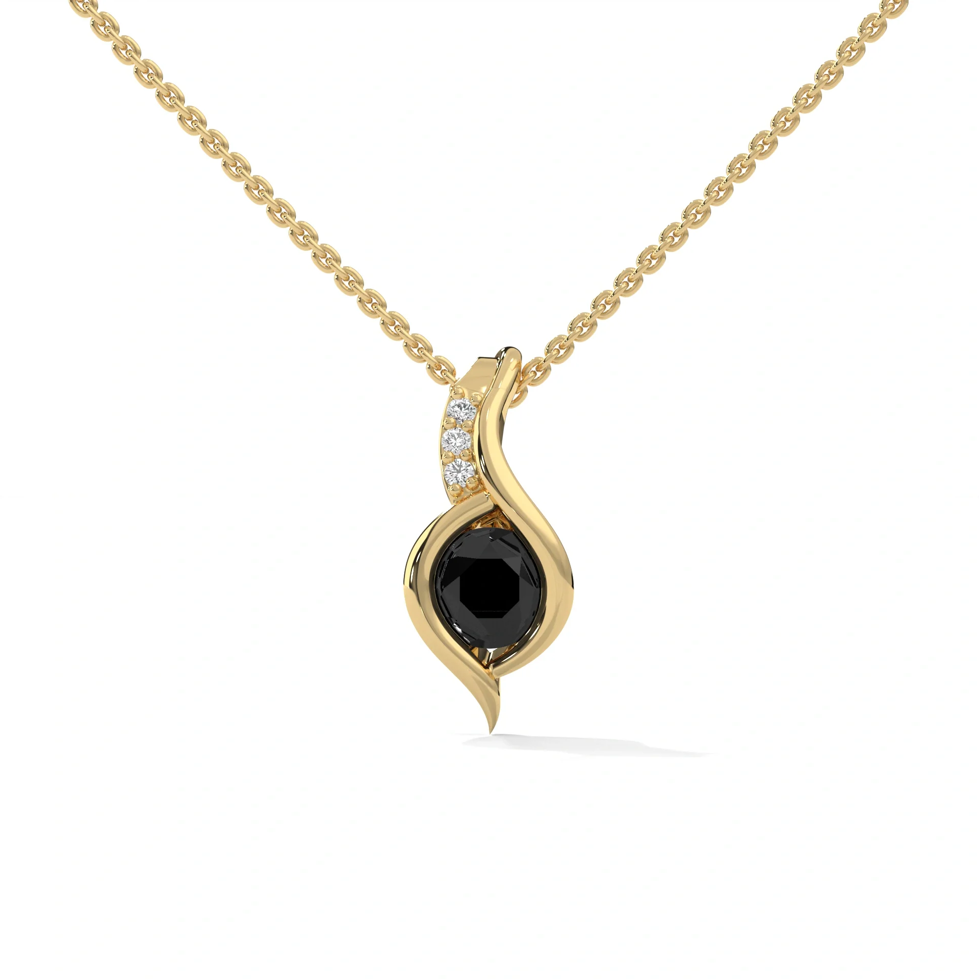 Collier Pendentif en Diamant Noir de 0,35 Ct T.W.T en Or Blanc — Collier pendentif